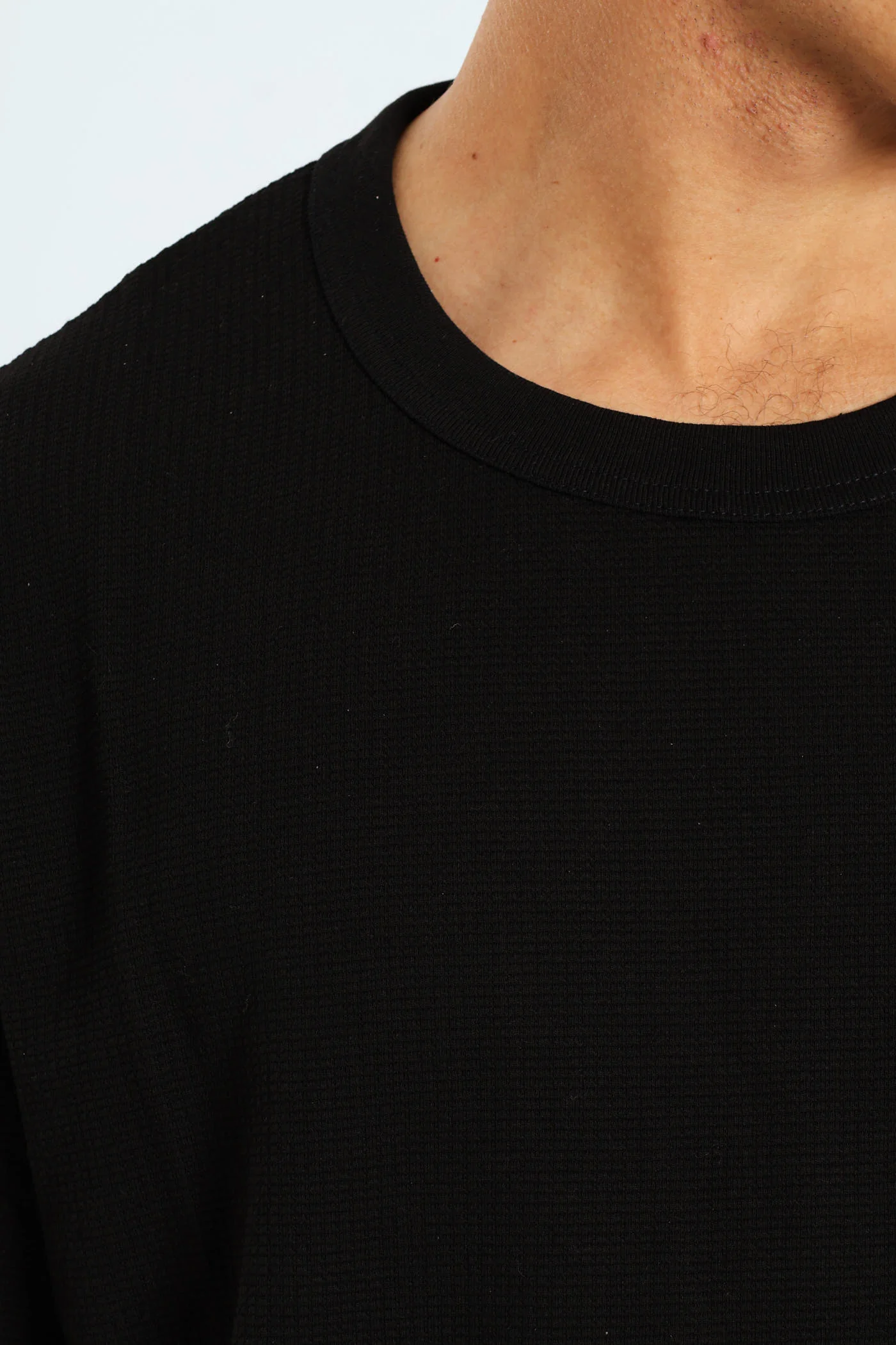 Basic Grid Waffle Tee - Black - Image 4