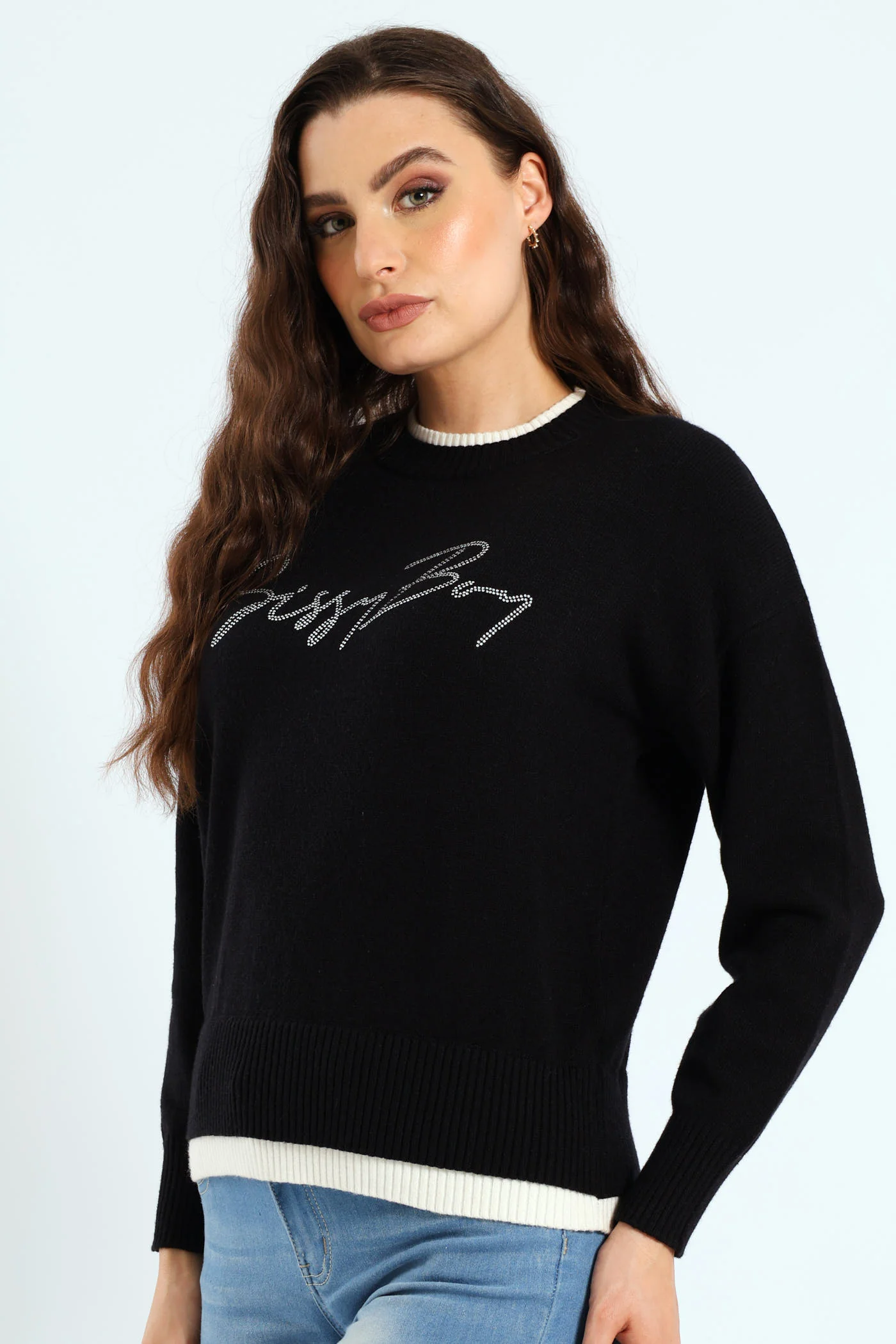 Basic Knit Sweater - Black - Image 3
