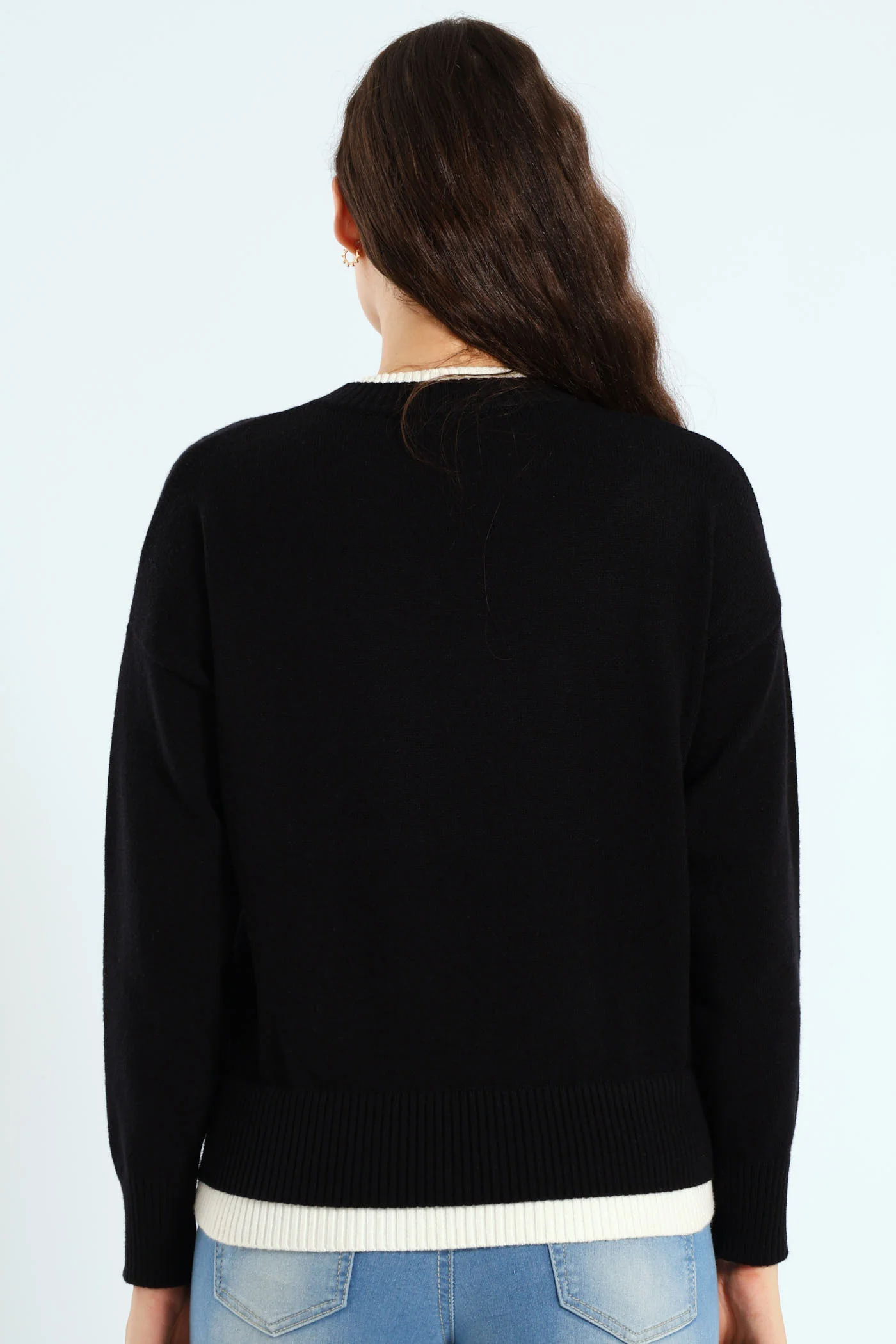Basic Knit Sweater - Black - Image 4