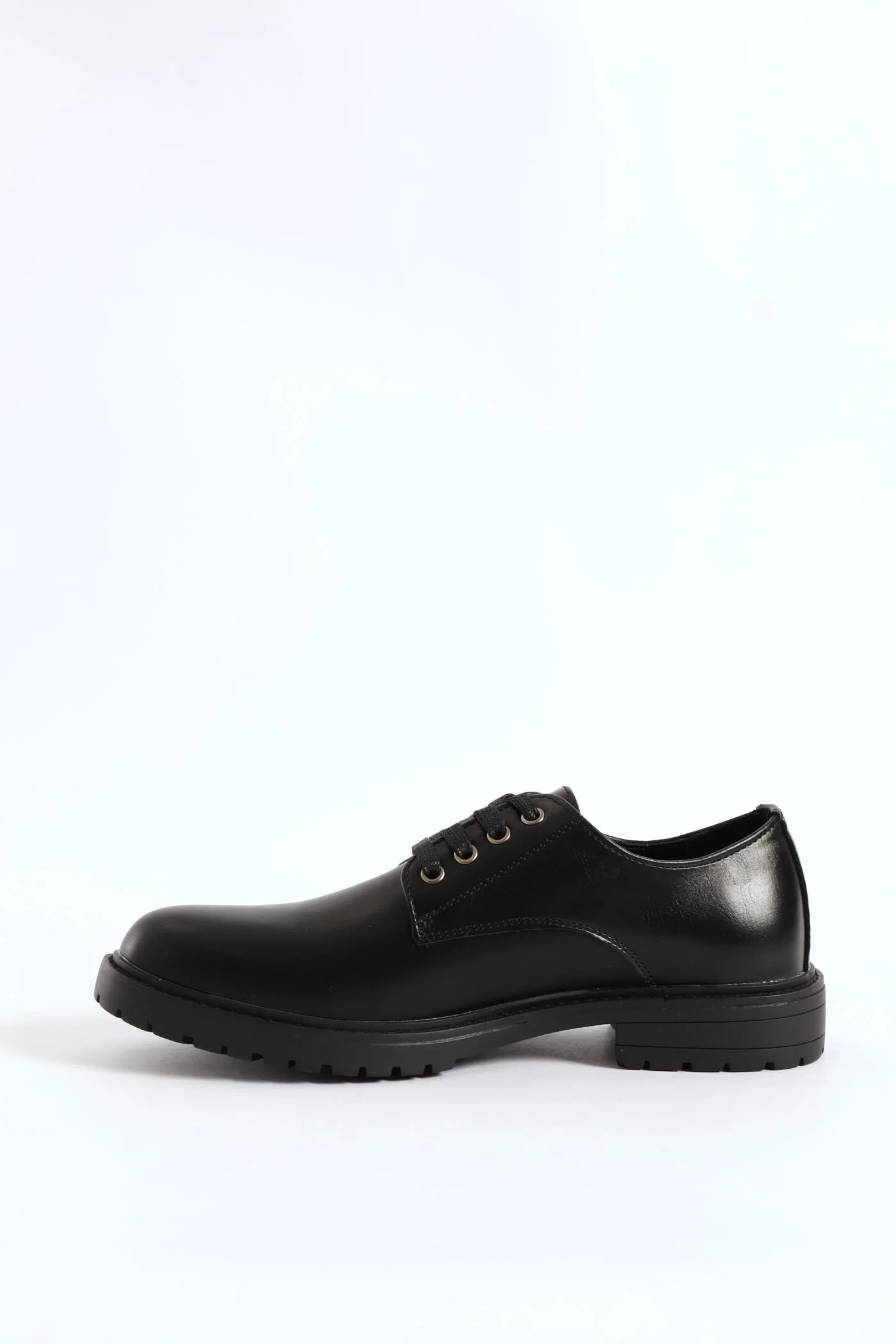 Basic Lace Up Smart Casual Derby Shoe - Black - Image 5
