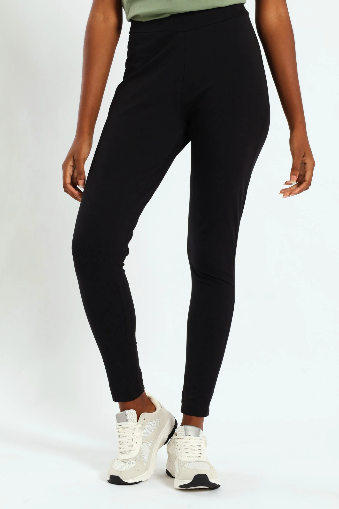 Basic Legging With Wide Waistband - Black - Image 4