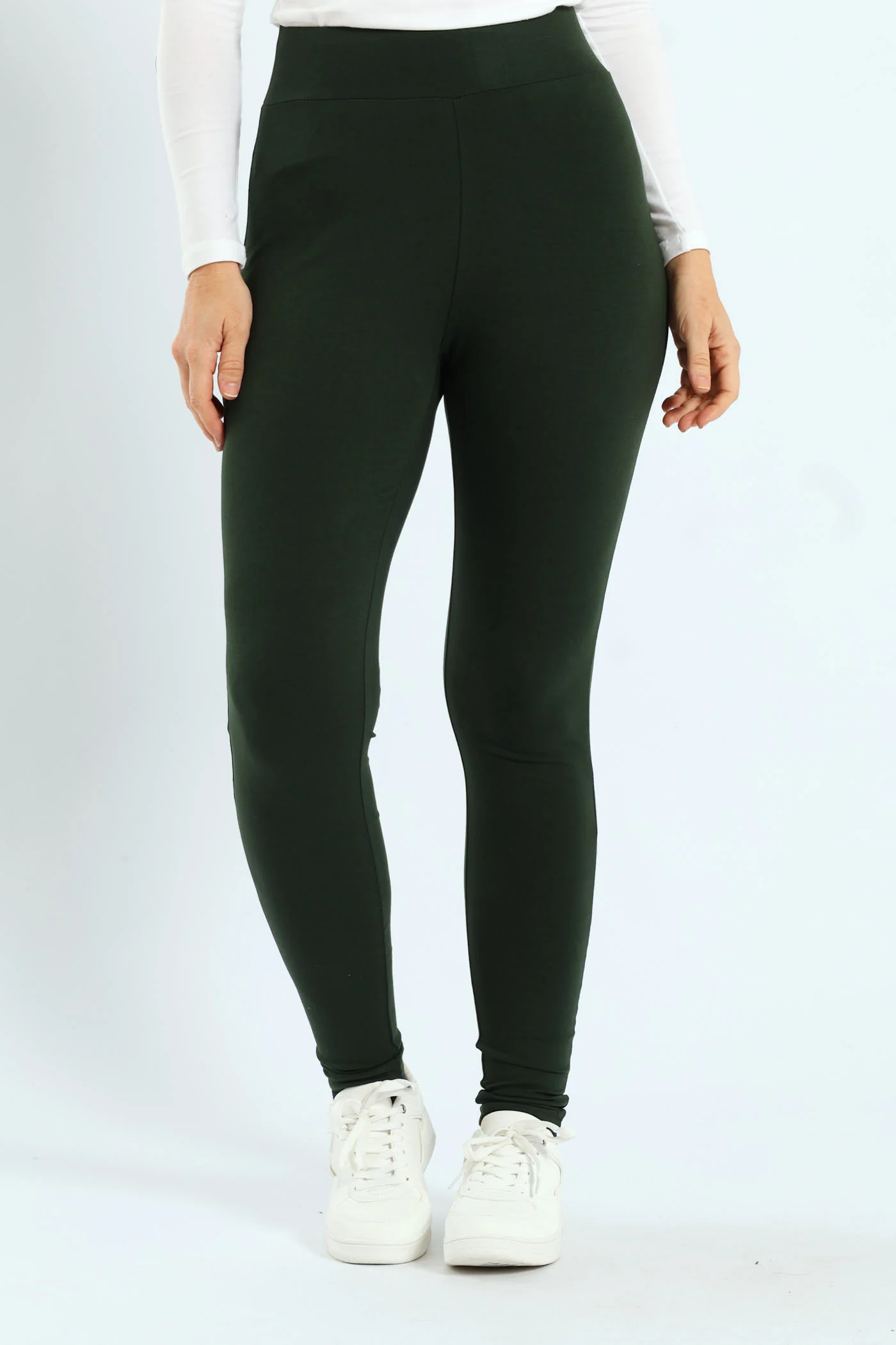 Basic Legging With Wide Waistband - Dark Green - Image 2