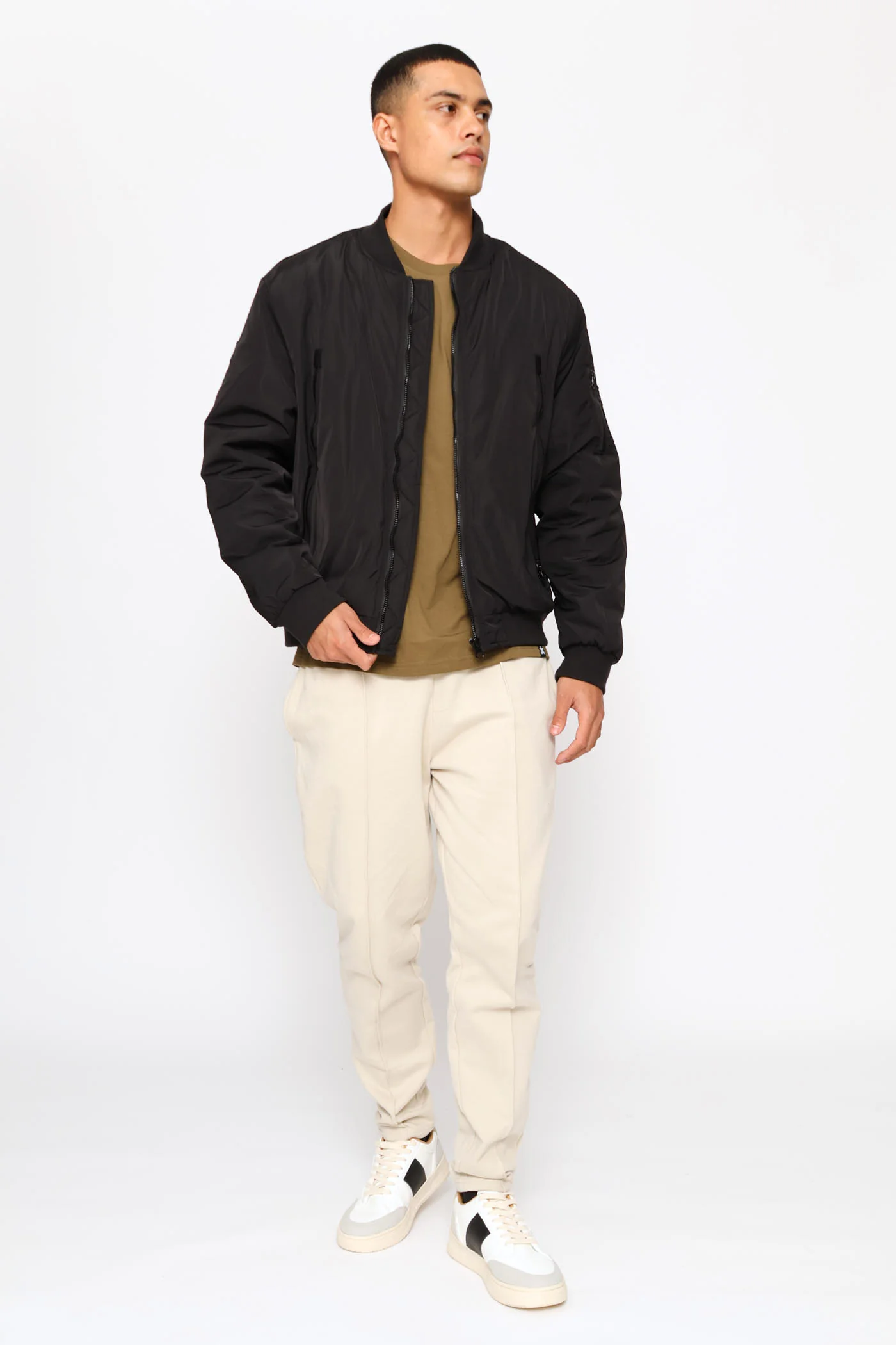 Basic Longer Zip Bomber Jacket - Black - Image 10