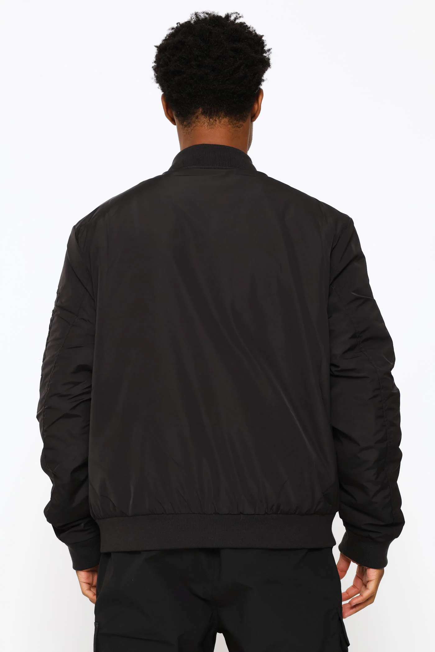 Basic Longer Zip Bomber Jacket - Black - Image 4