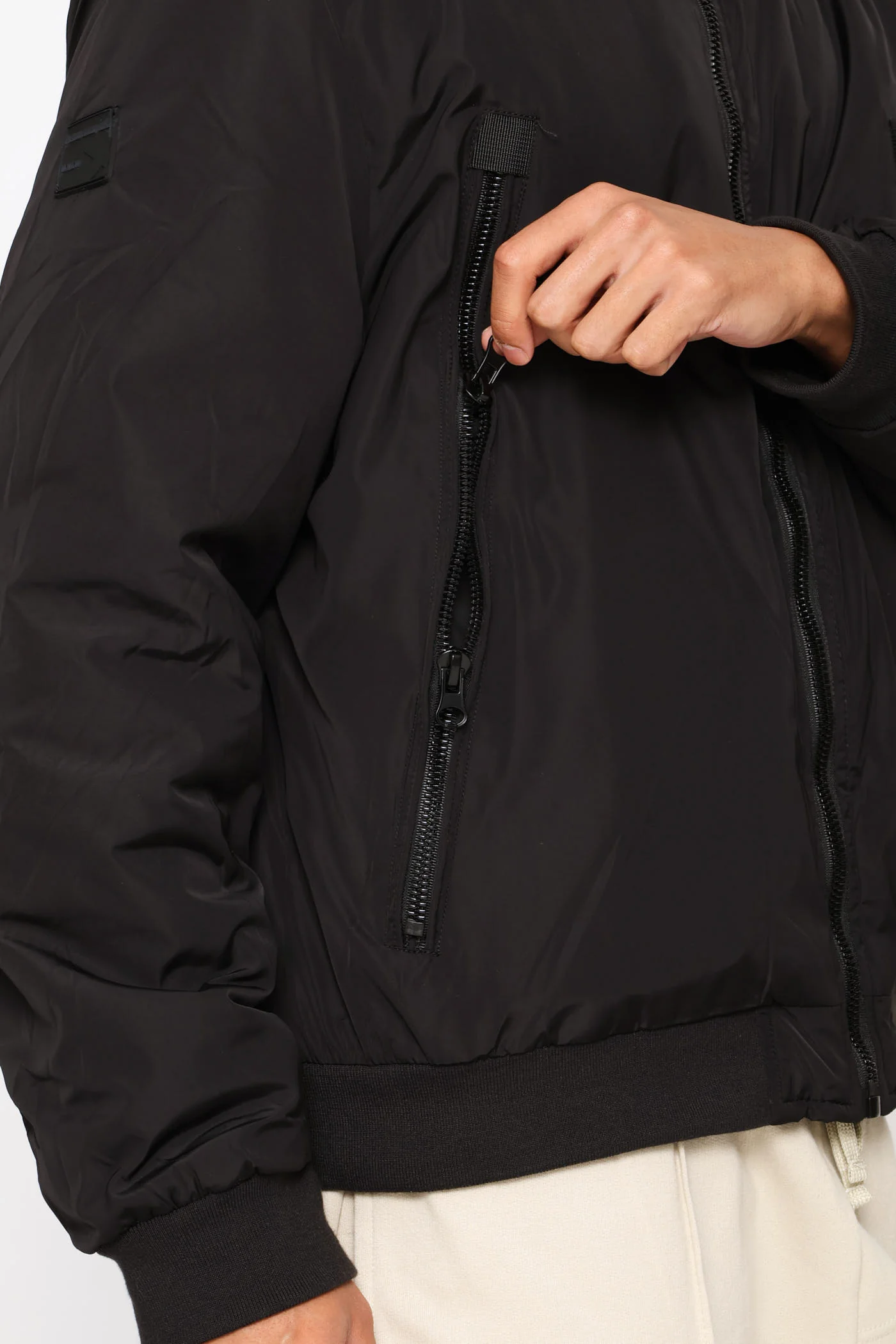 Basic Longer Zip Bomber Jacket - Black - Image 7