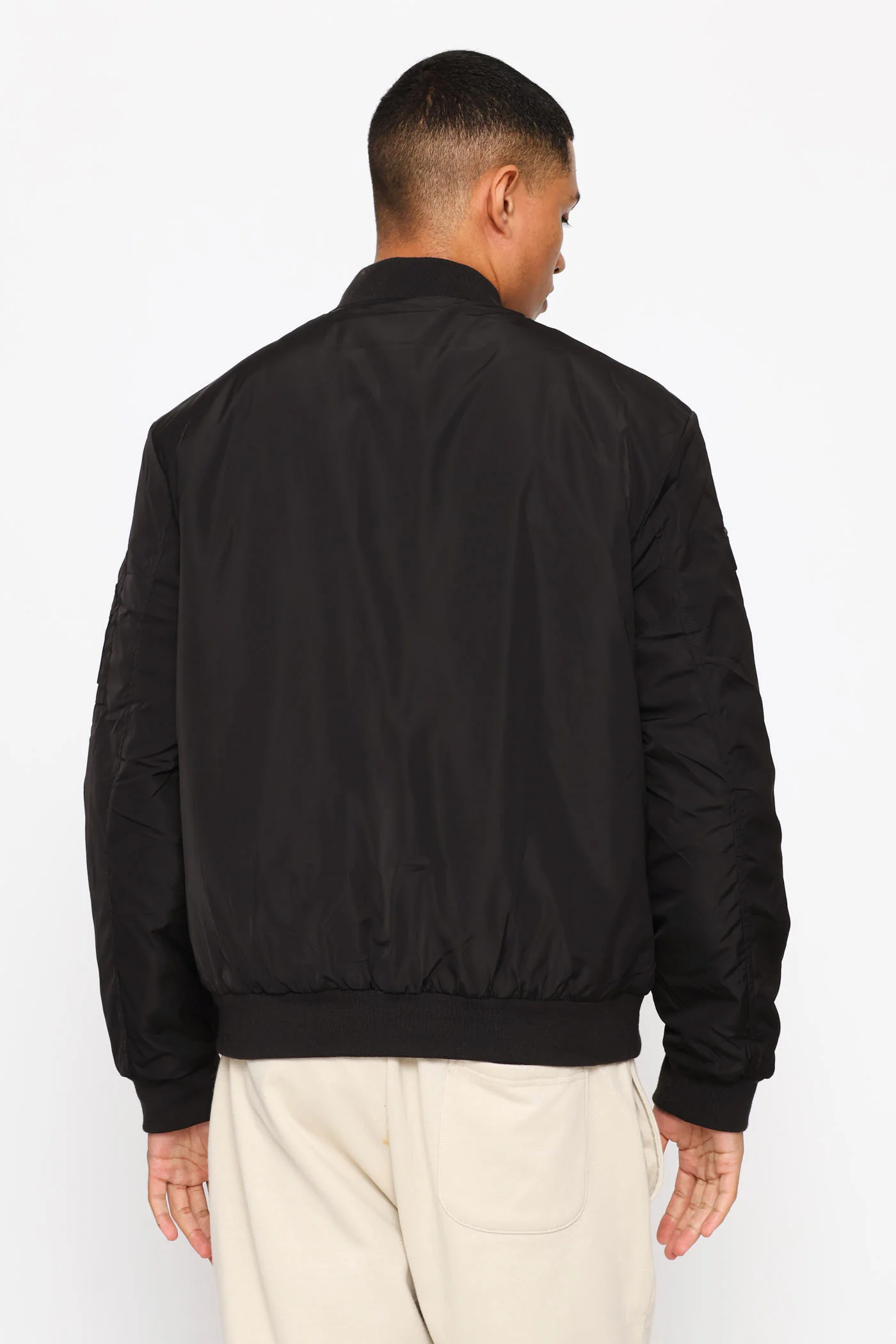 Basic Longer Zip Bomber Jacket - Black - Image 9