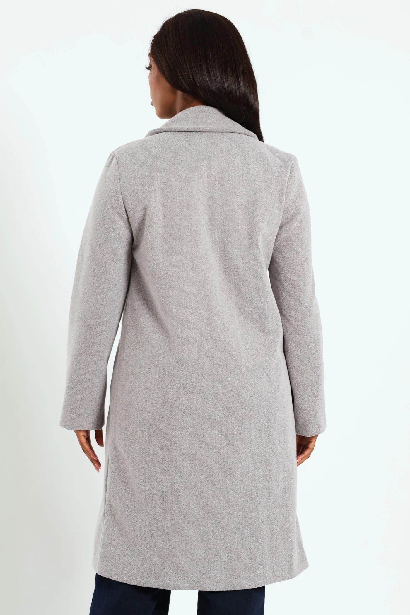 Basic Panelled Coat - Grey Melange - Image 4