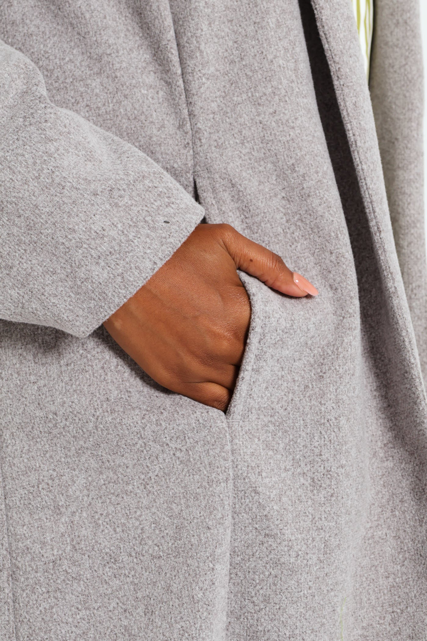 Basic Panelled Coat - Grey Melange - Image 5