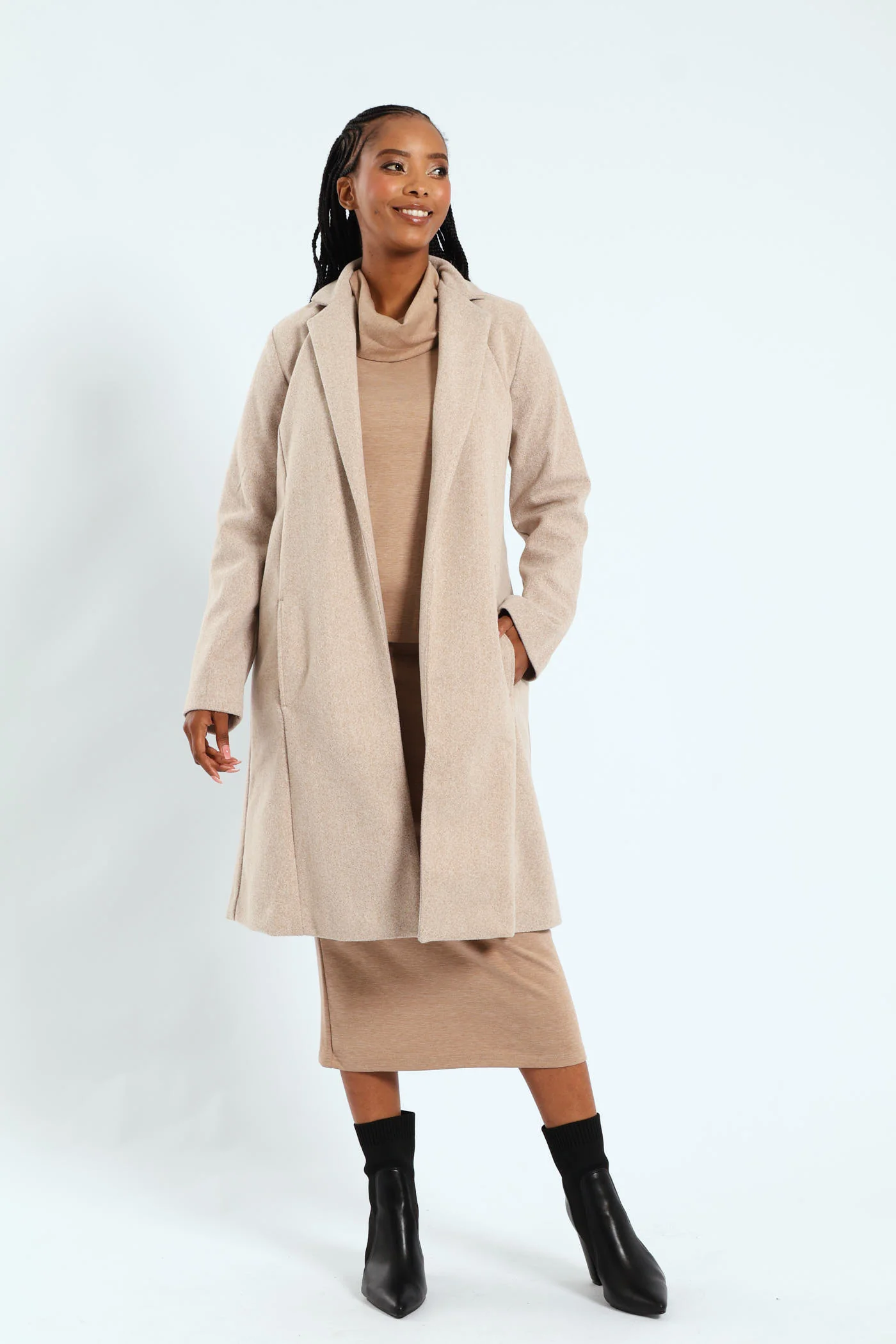 Basic Panelled Coat - Oatmeal - Image 2