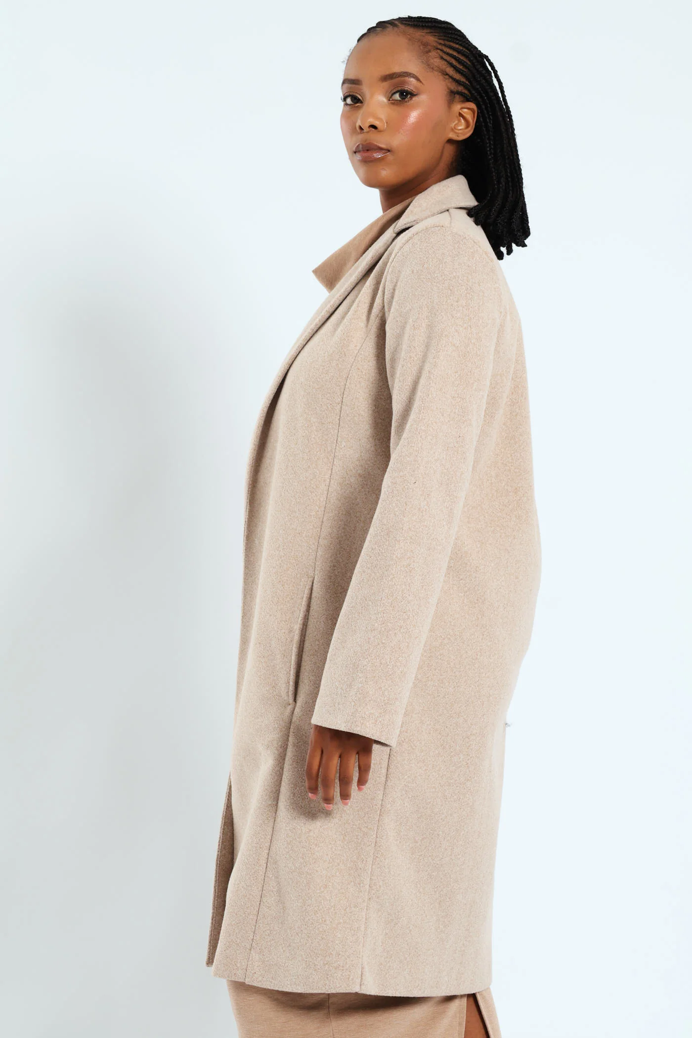 Basic Panelled Coat - Oatmeal - Image 4