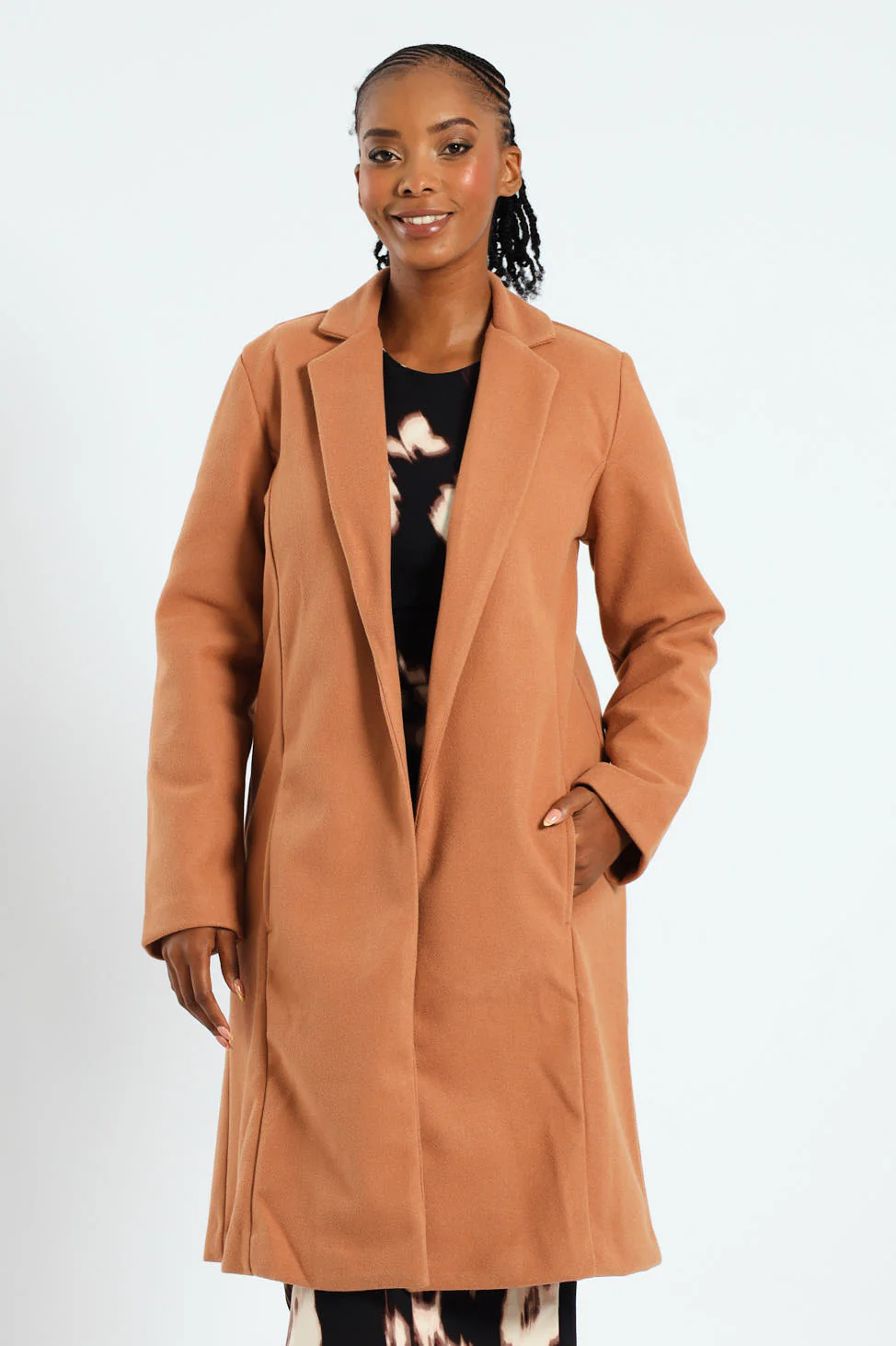 Basic Panelled Coat - Tan - Image 3