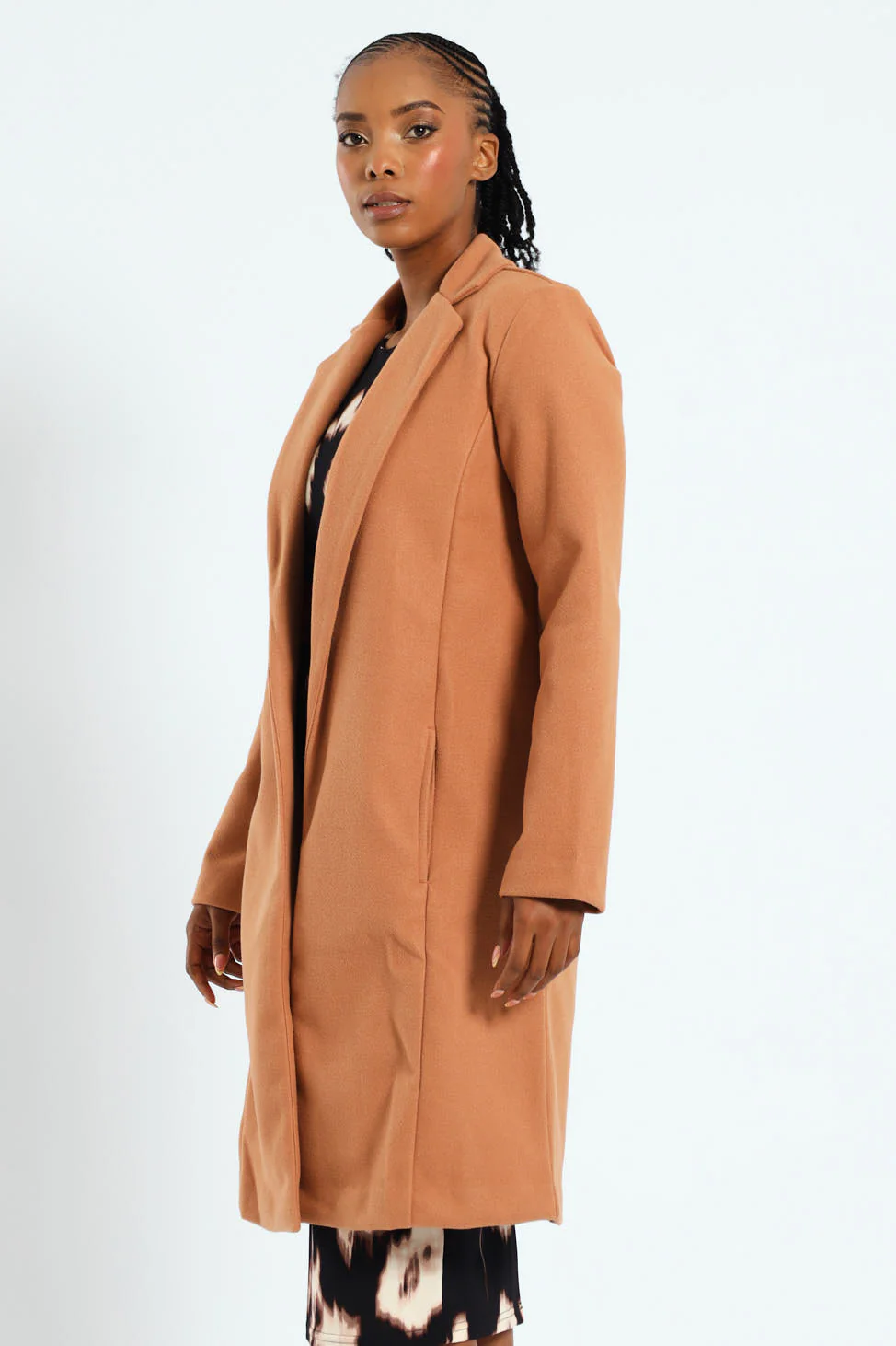 Basic Panelled Coat - Tan - Image 4