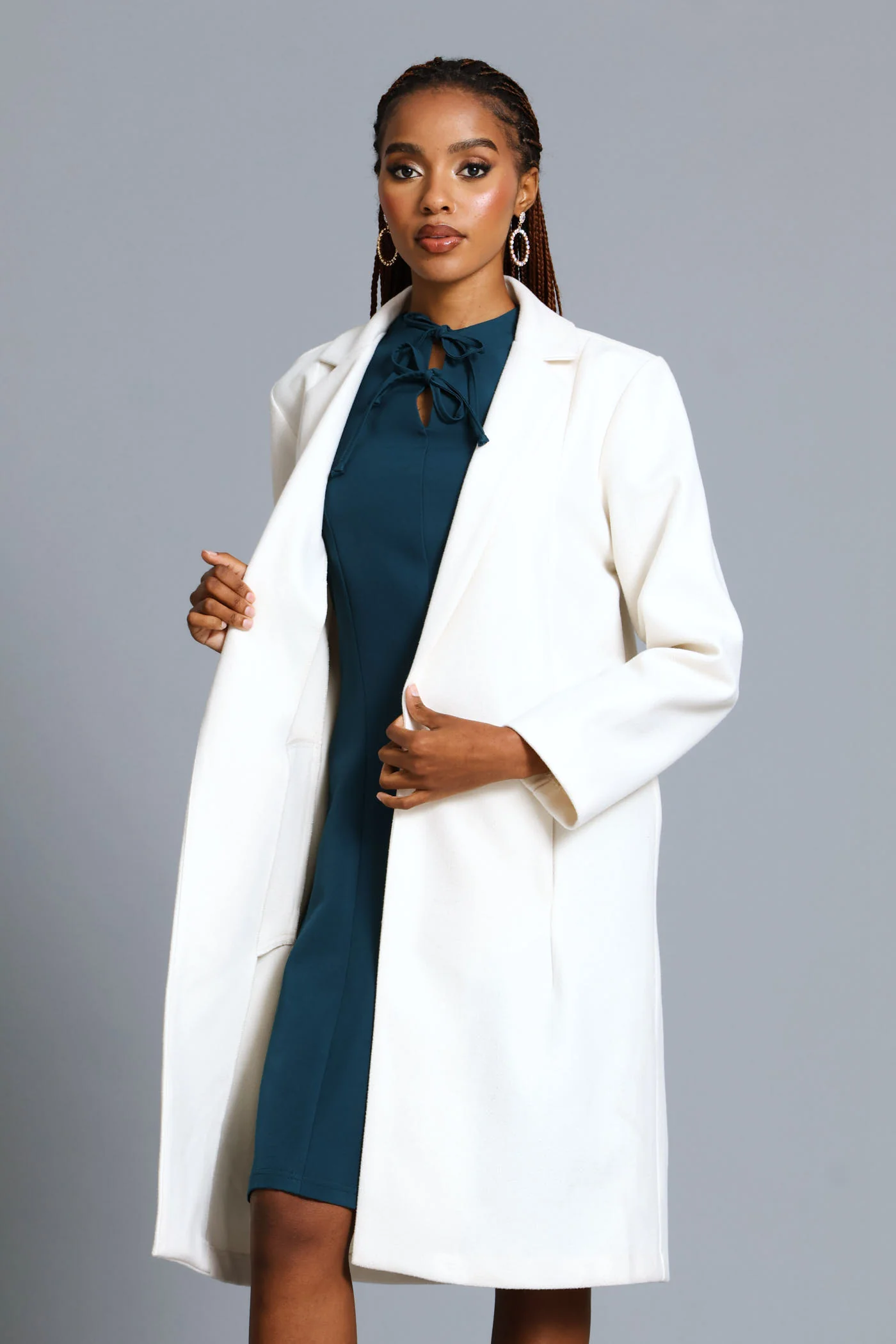 Basic Panelled Pocket Coat - Bone - Image 3