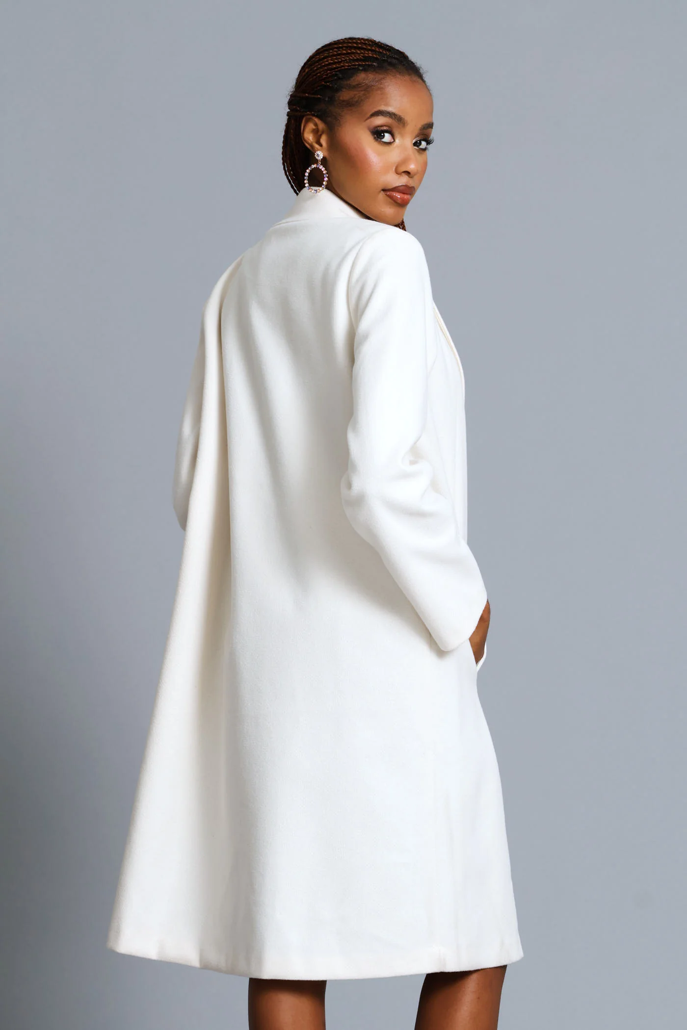Basic Panelled Pocket Coat - Bone - Image 5