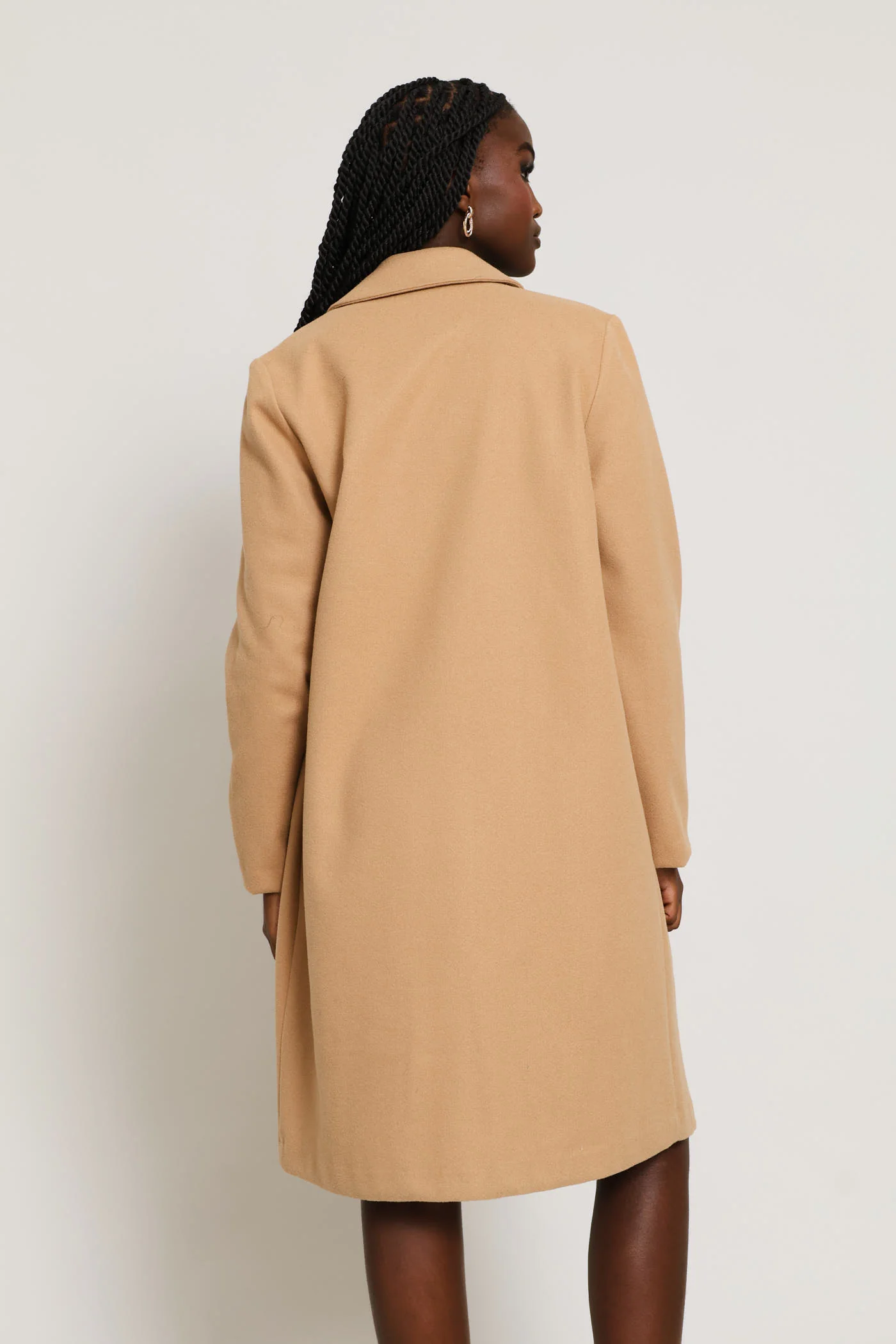 Basic Panelled Pocket Coat - Latte - Image 5