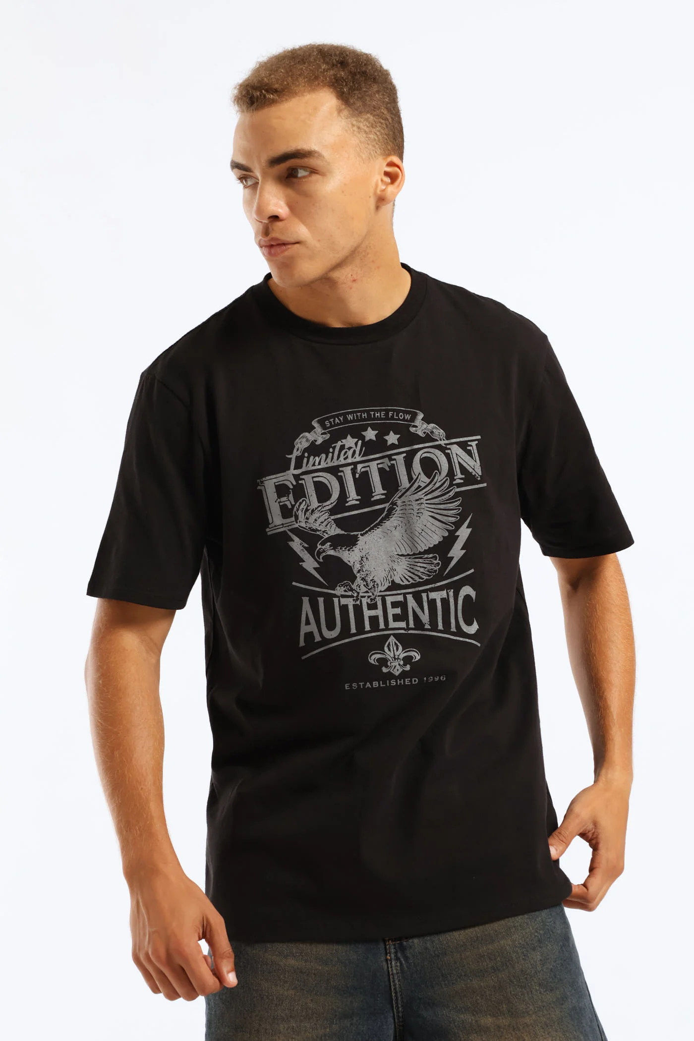 Basic Print Tee - Black - Image 2