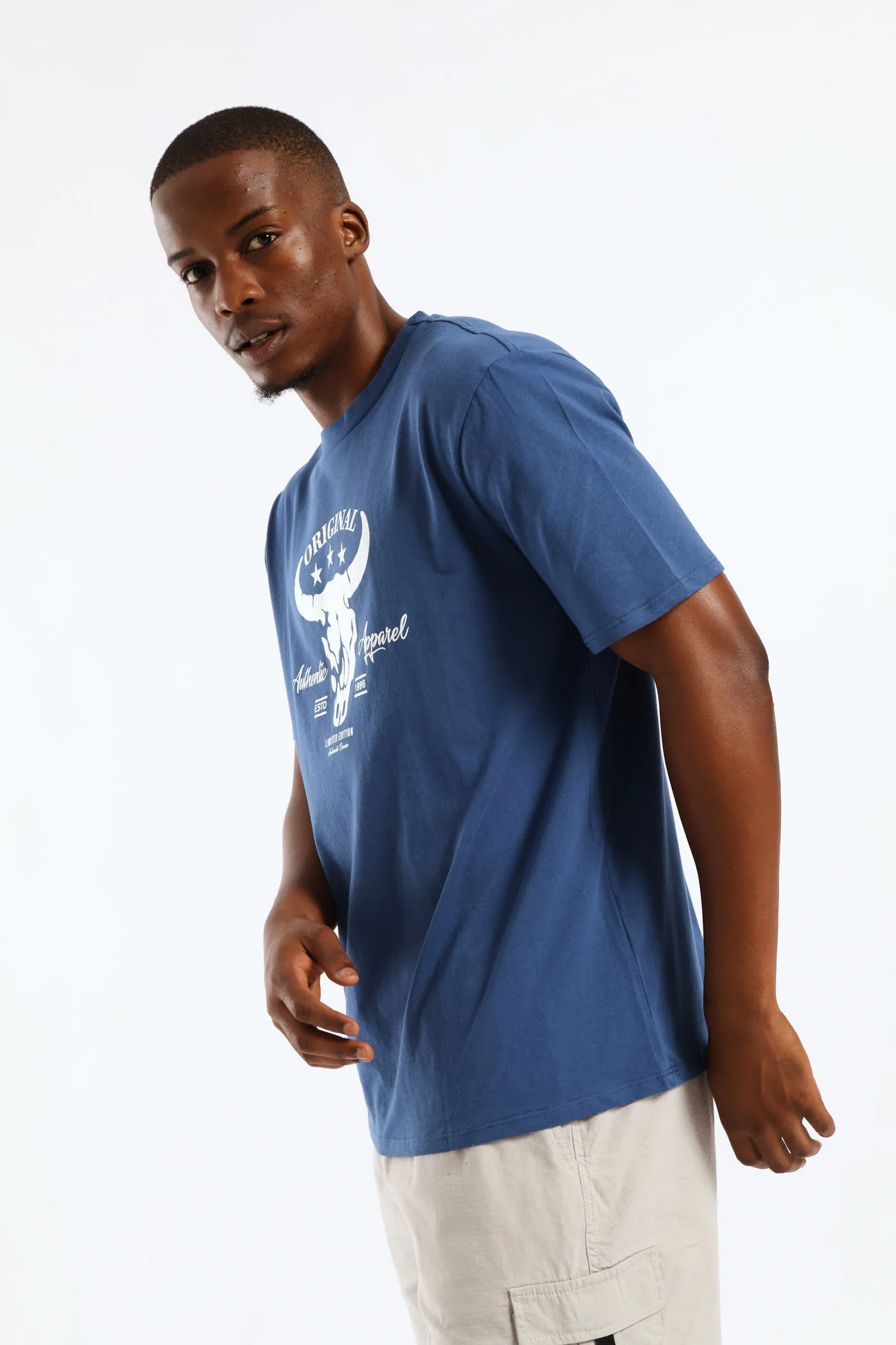 Basic Print Tee - Blue - Image 3
