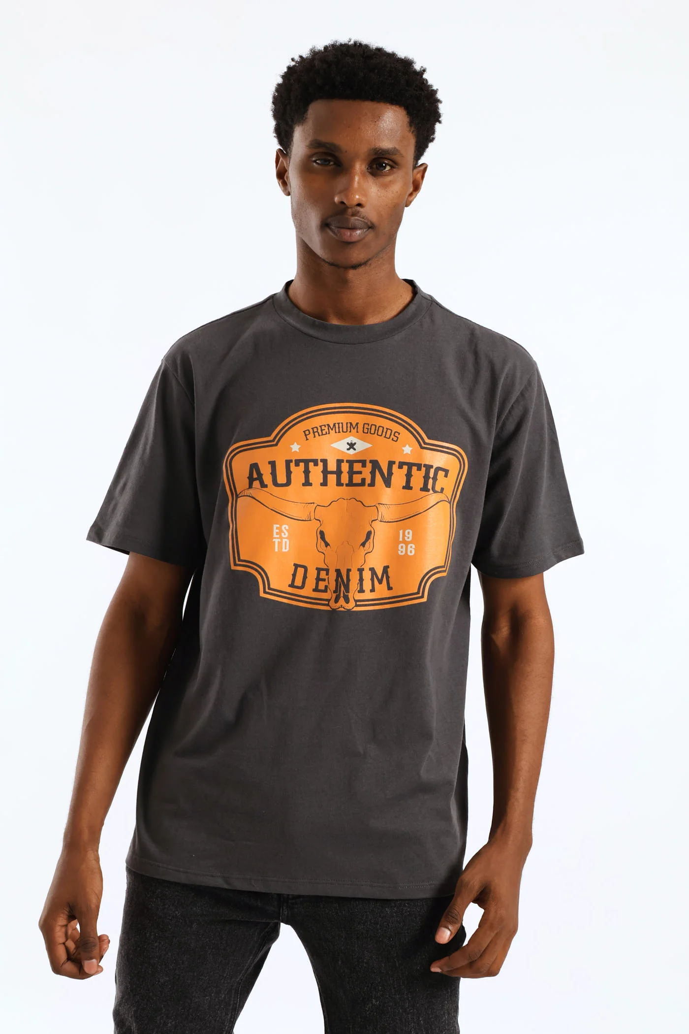 Basic Print Tee - Charcoal - Image 4