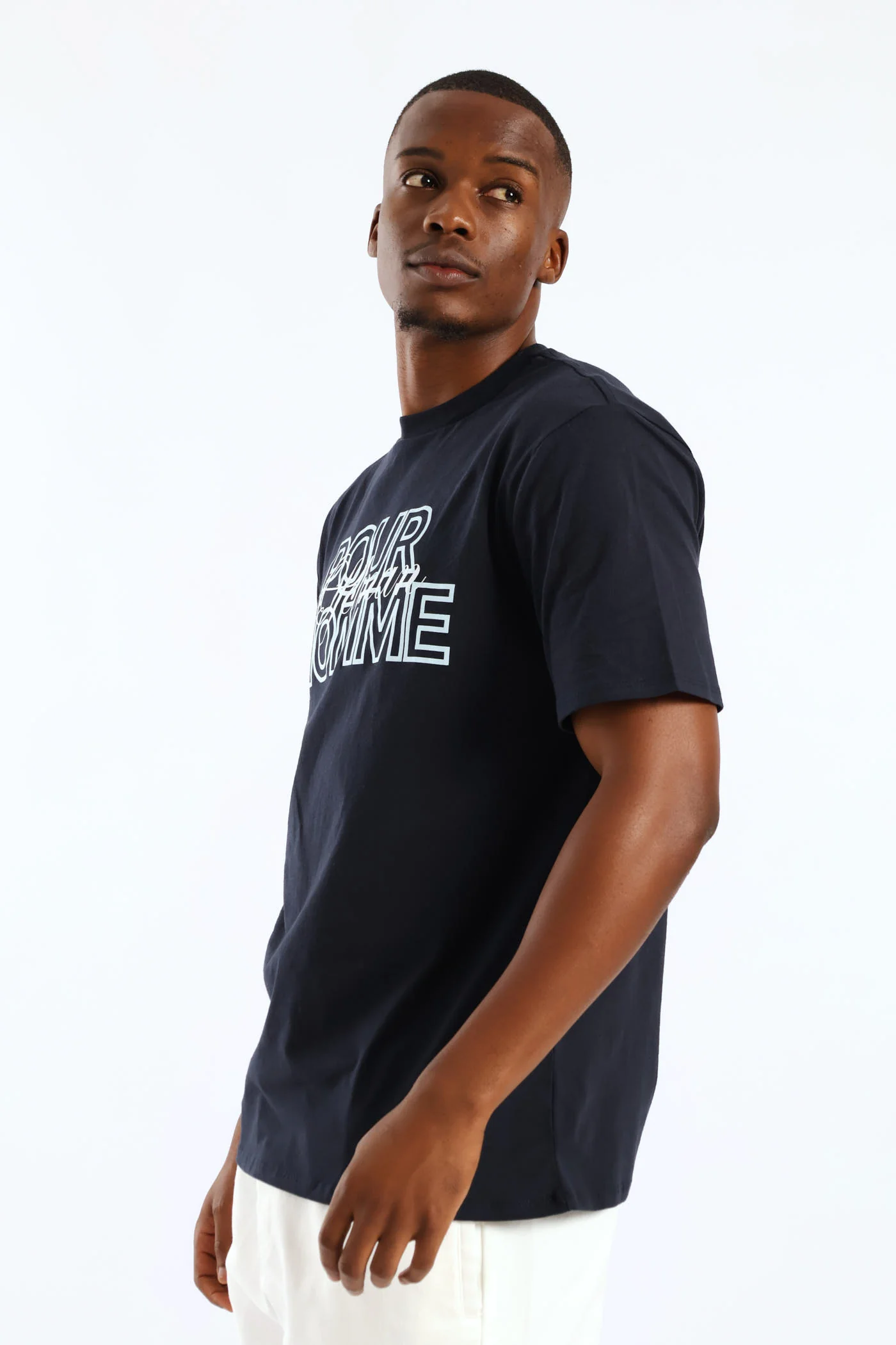 Basic Print Tee - Navy - Image 4