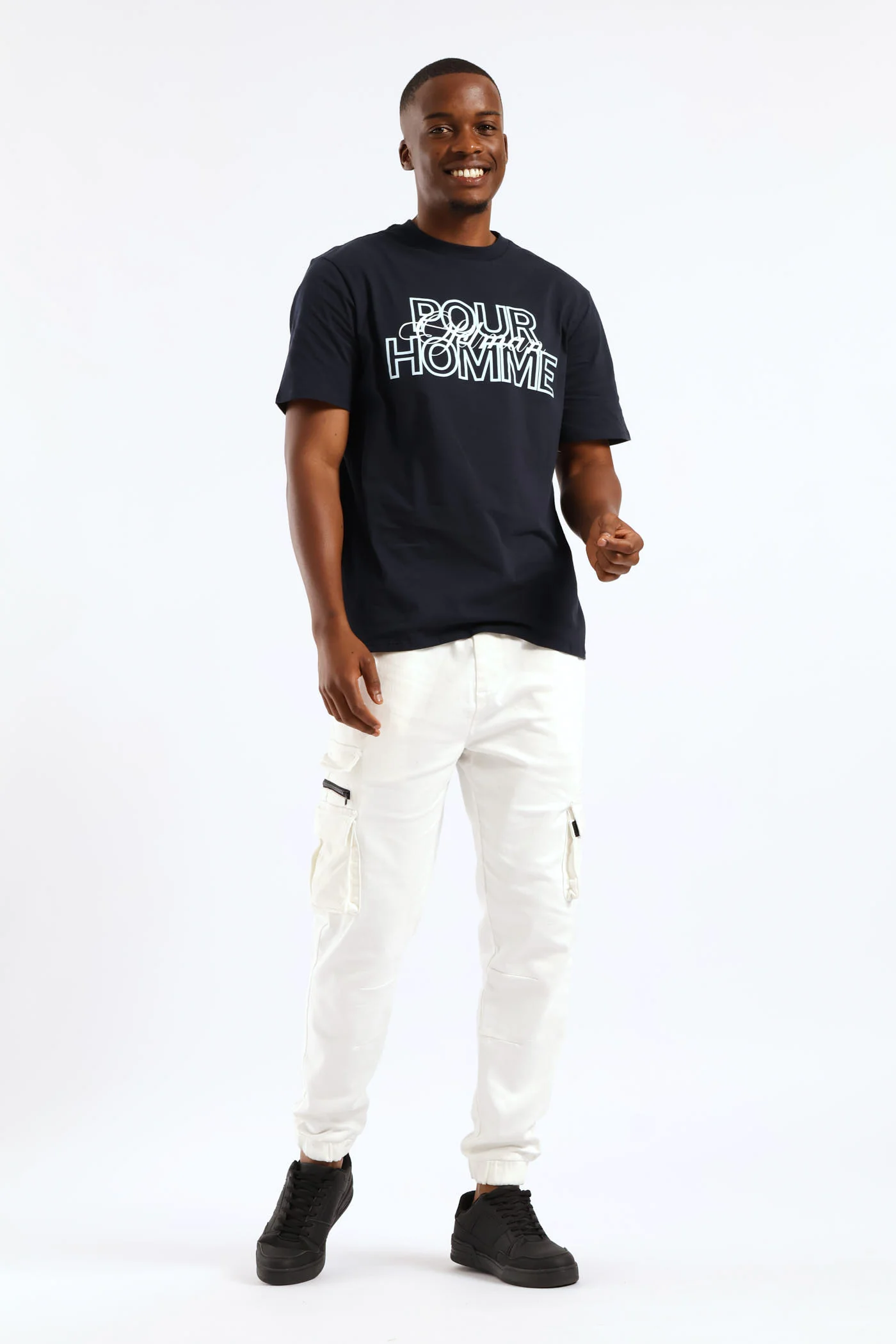 Basic Print Tee - Navy - Image 6
