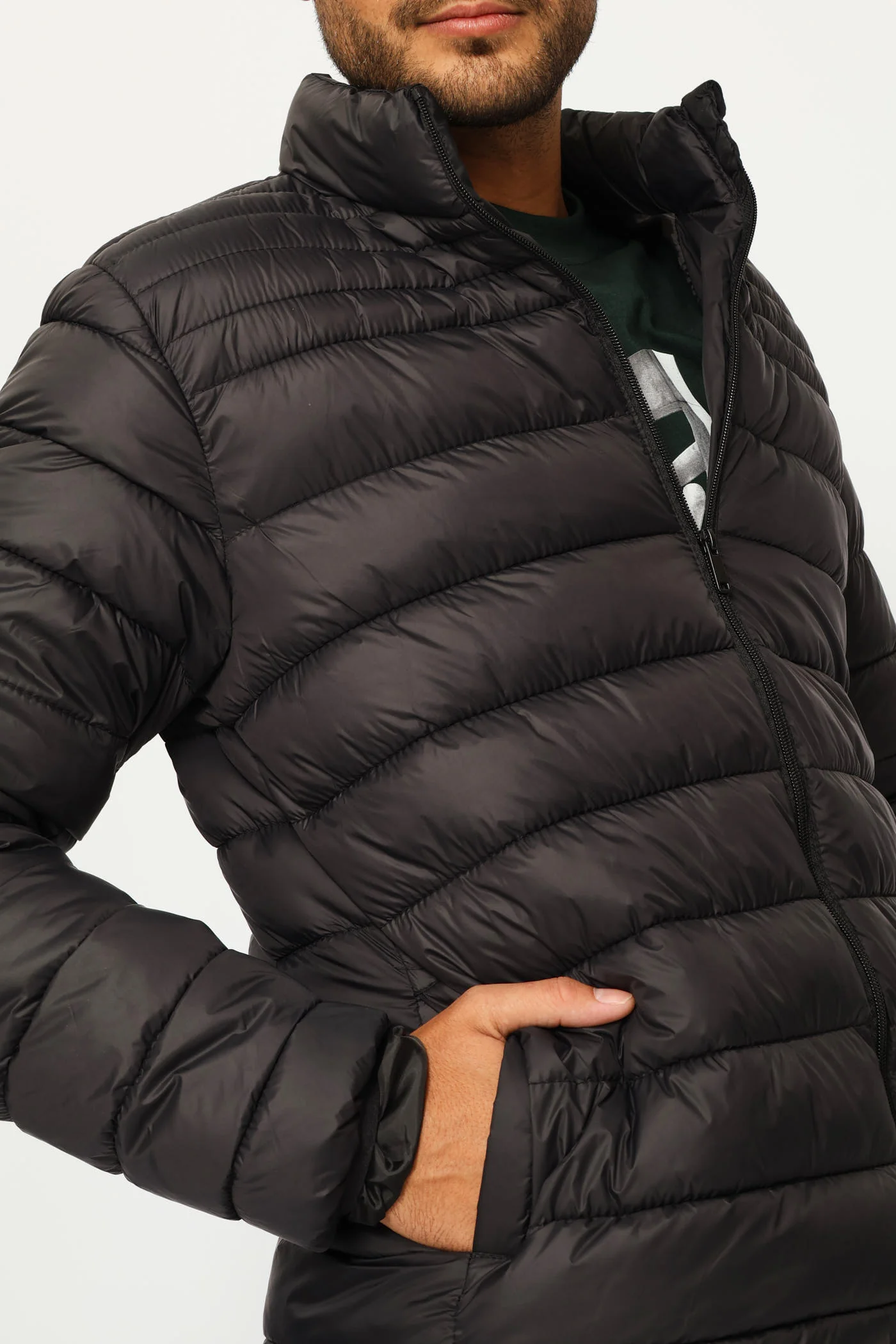 Basic Puffer Jacket - Black - Image 2