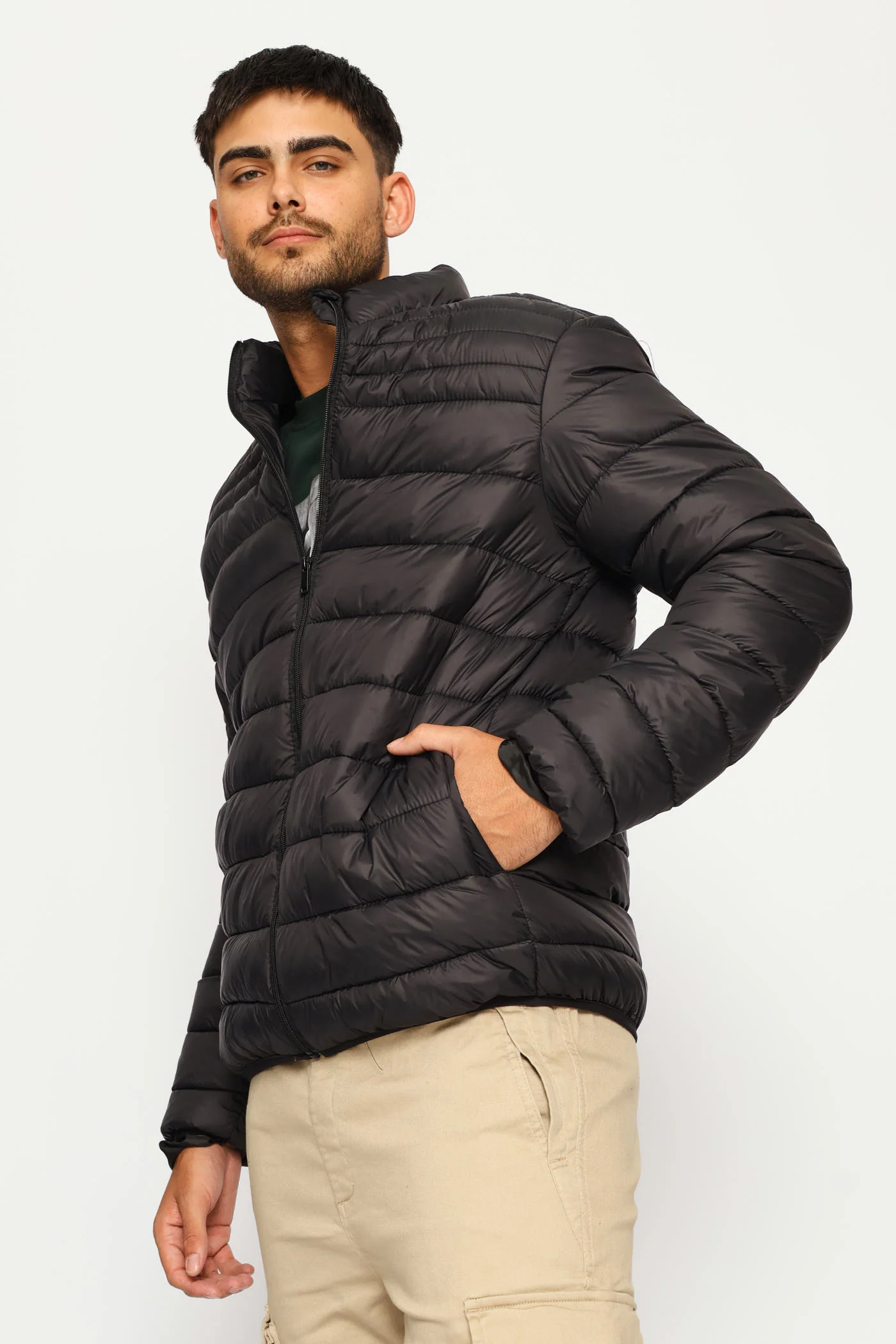 Basic Puffer Jacket - Black - Image 3