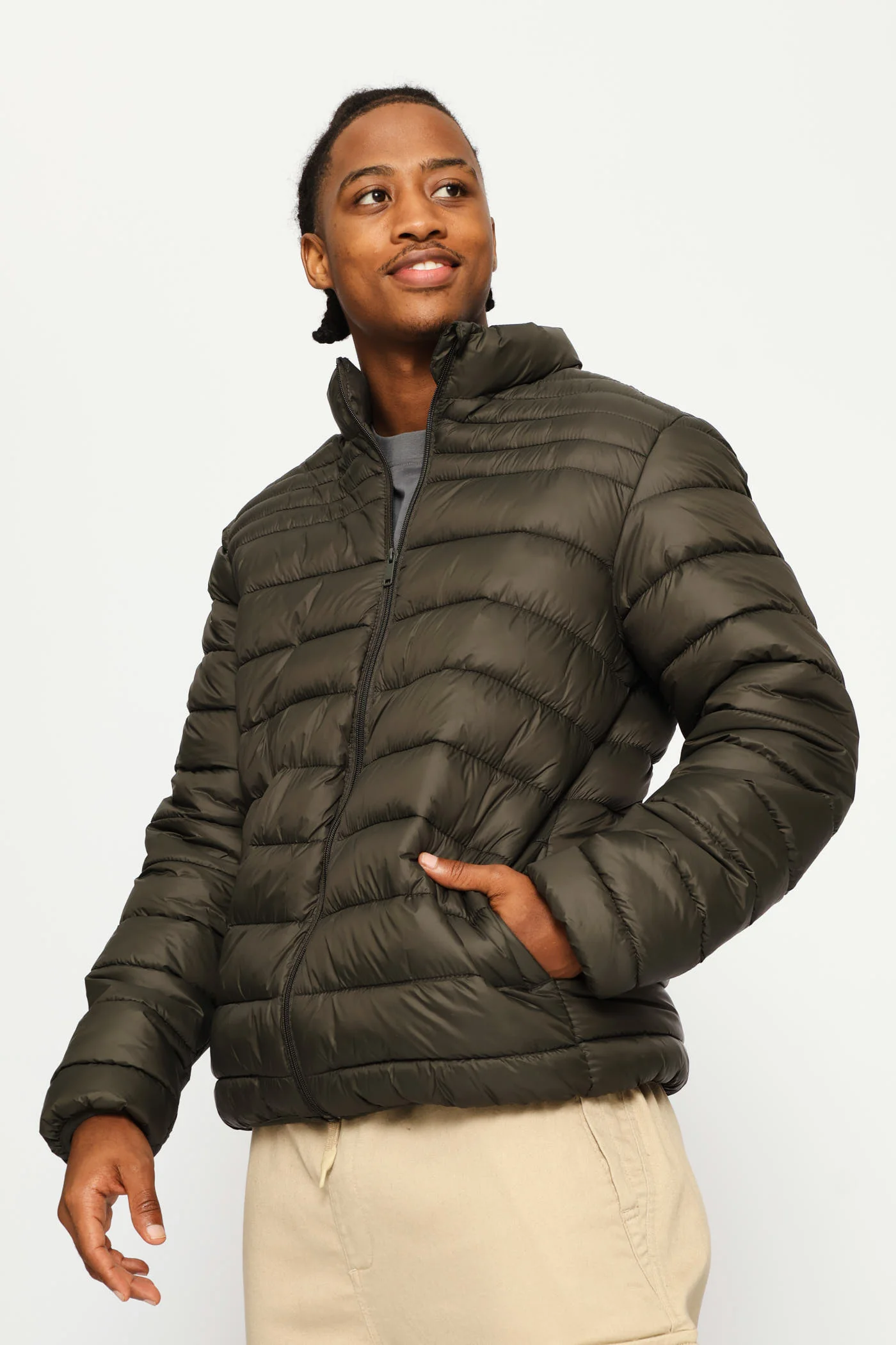 Basic Puffer Jacket - Fatigue - Image 5