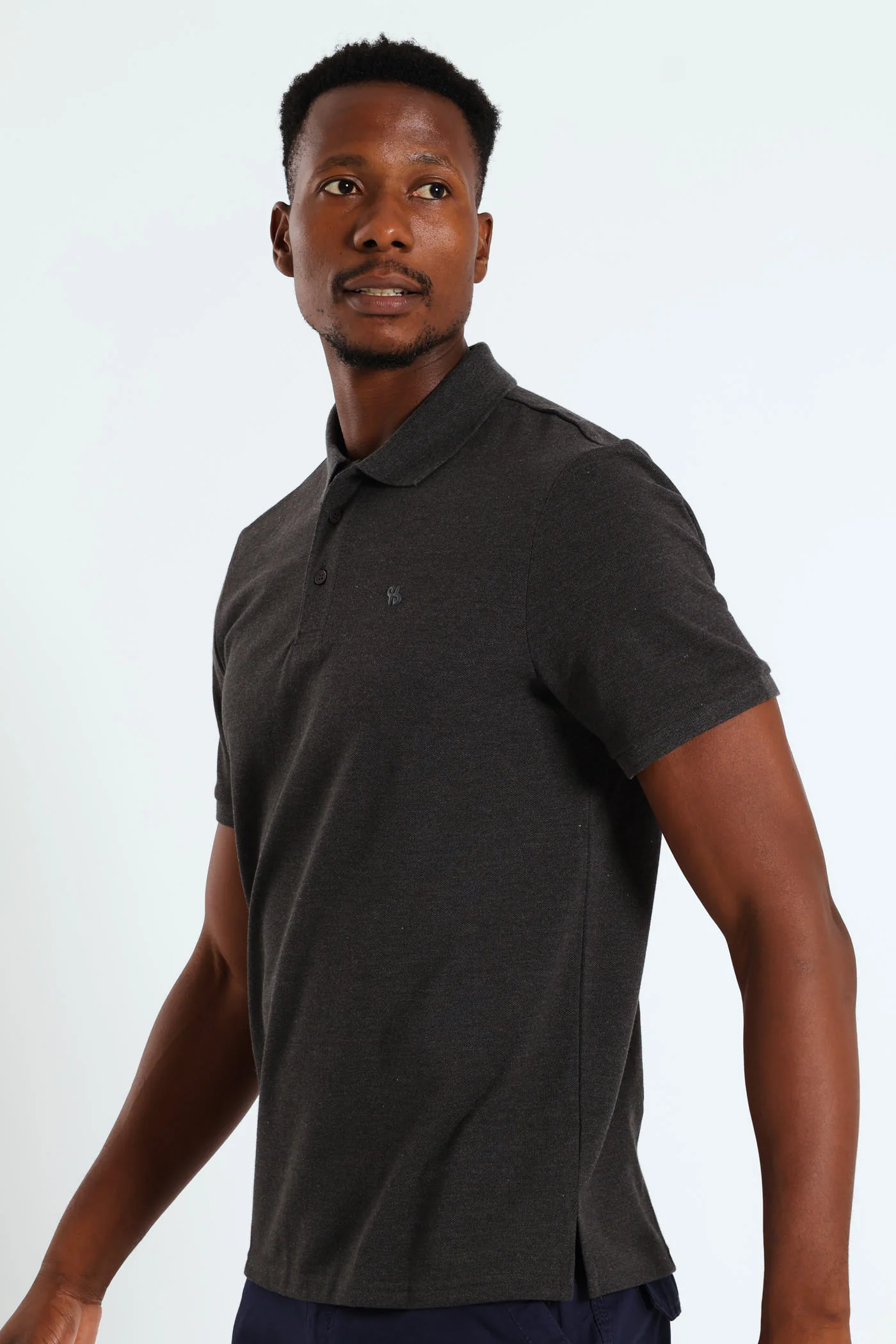 Basic Regular Fit Golfer - Charcoal Melange - Image 2