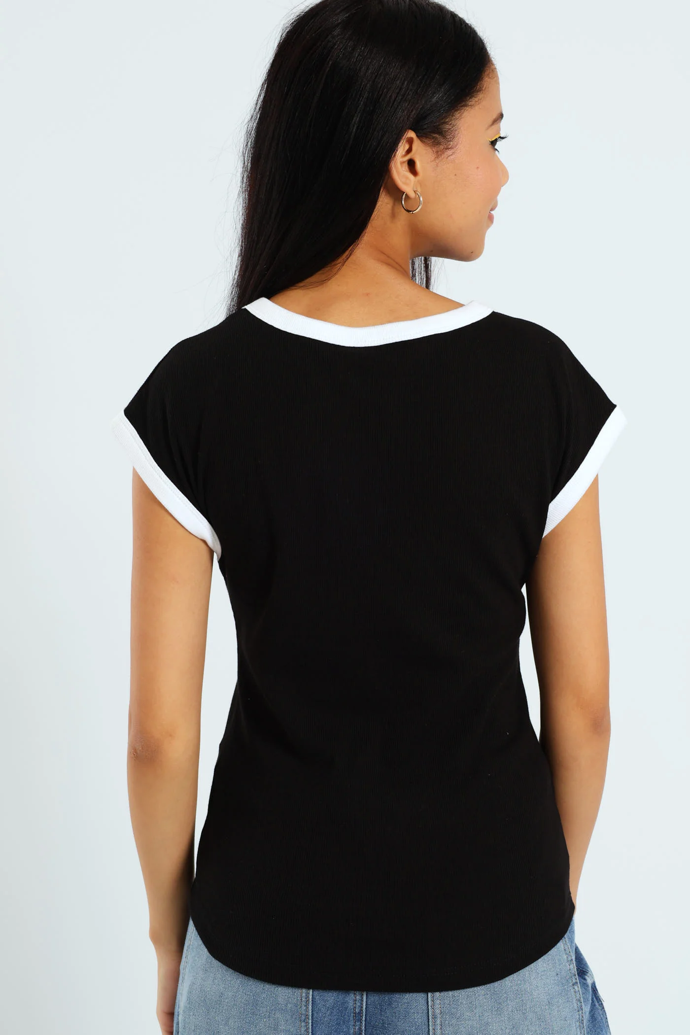 Basic Ringer Tee - Black - Image 3
