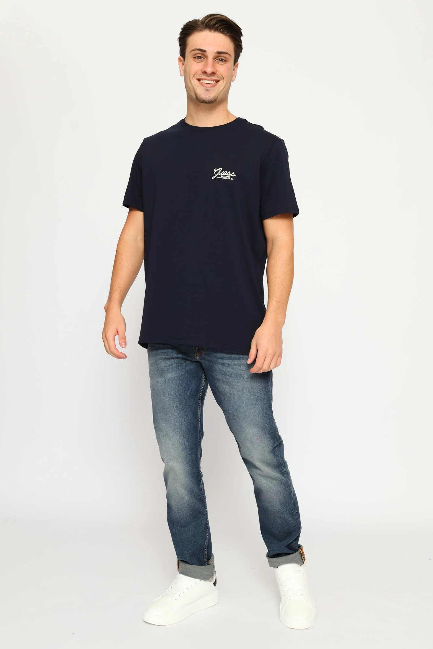Basic Script Logo Tee - Navy - Image 5