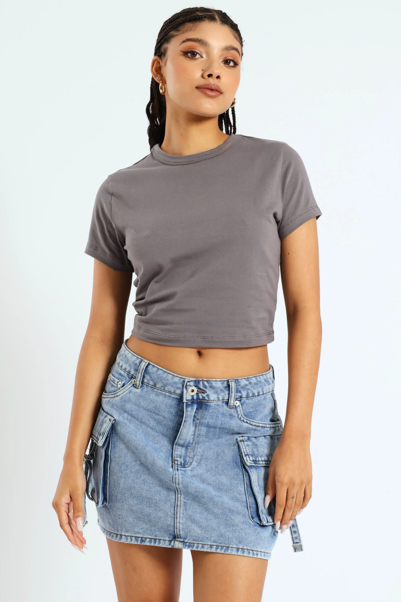 Basic Short Sleeve Tee - Charcoal - Image 2