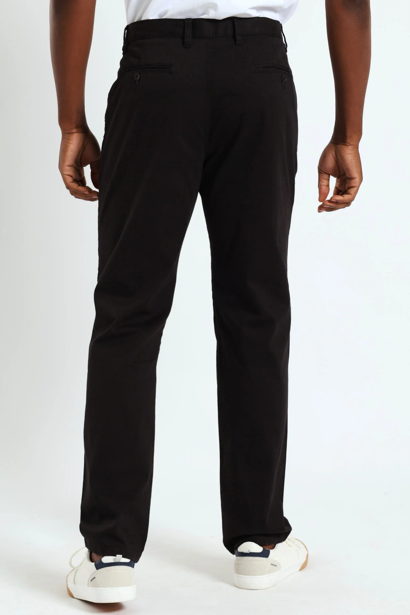 Basic Straight Stretch Chino Trousers - Black - Image 3
