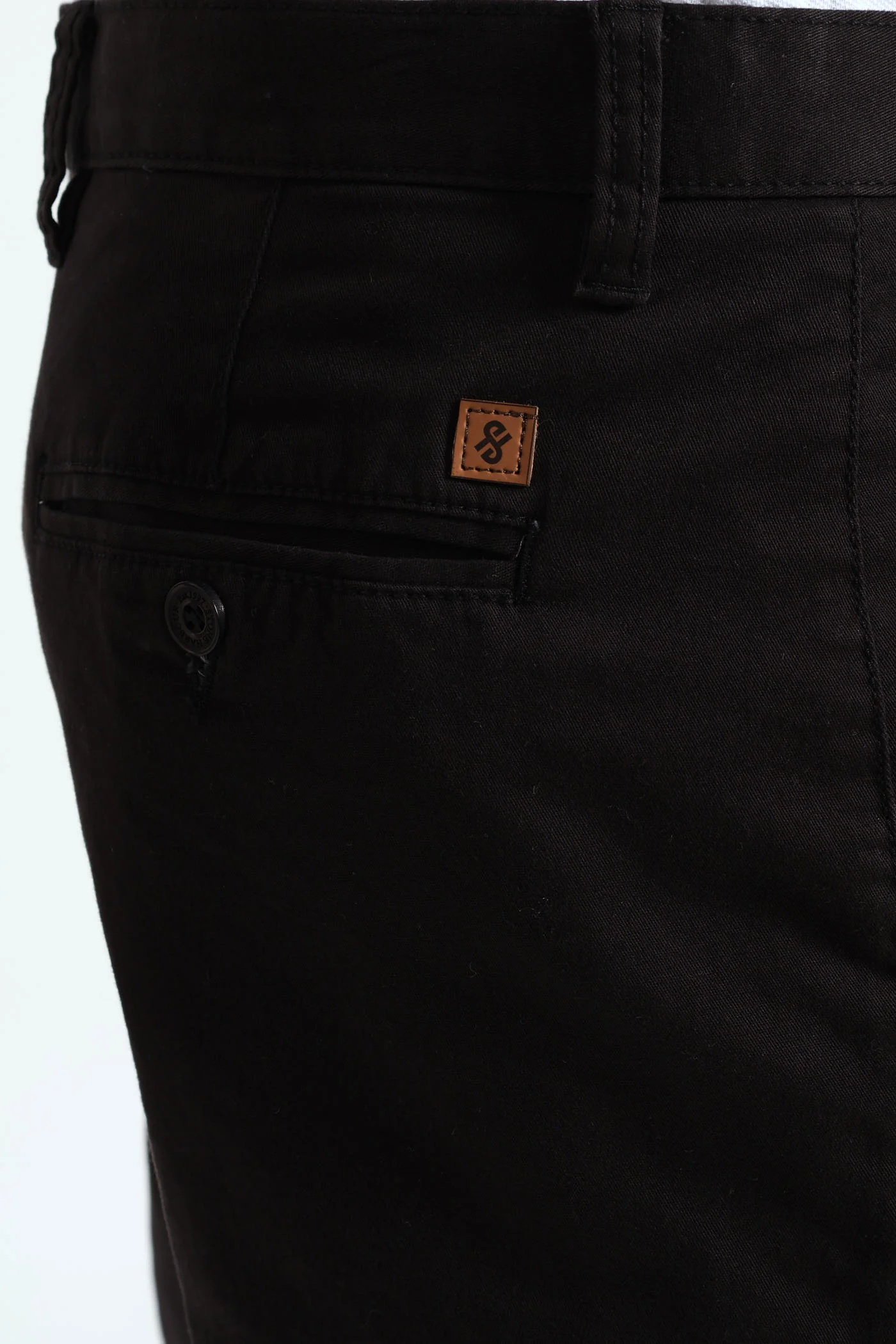 Basic Straight Stretch Chino Trousers - Black - Image 4