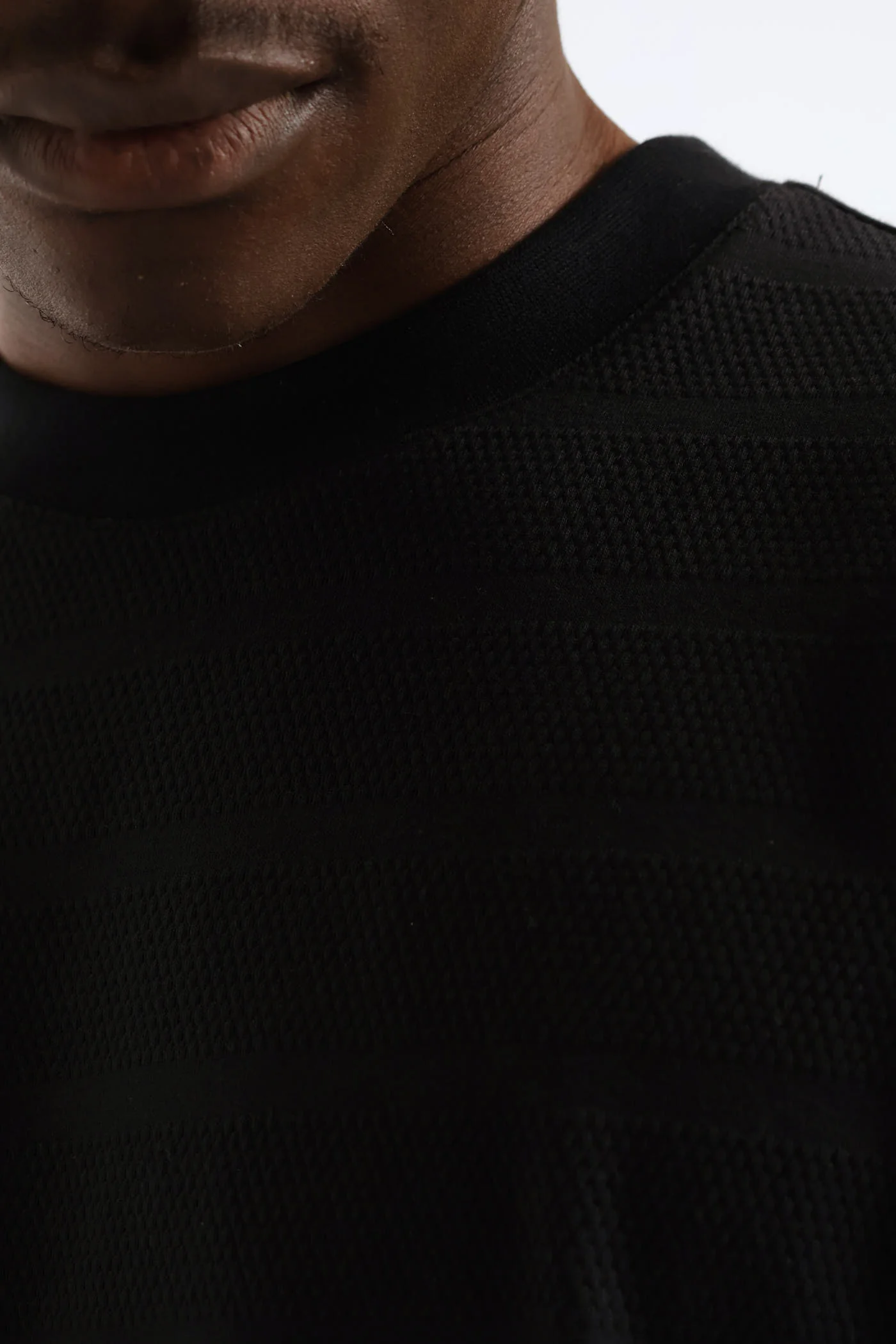 Basic Stripe Waffle Tee - Black - Image 2