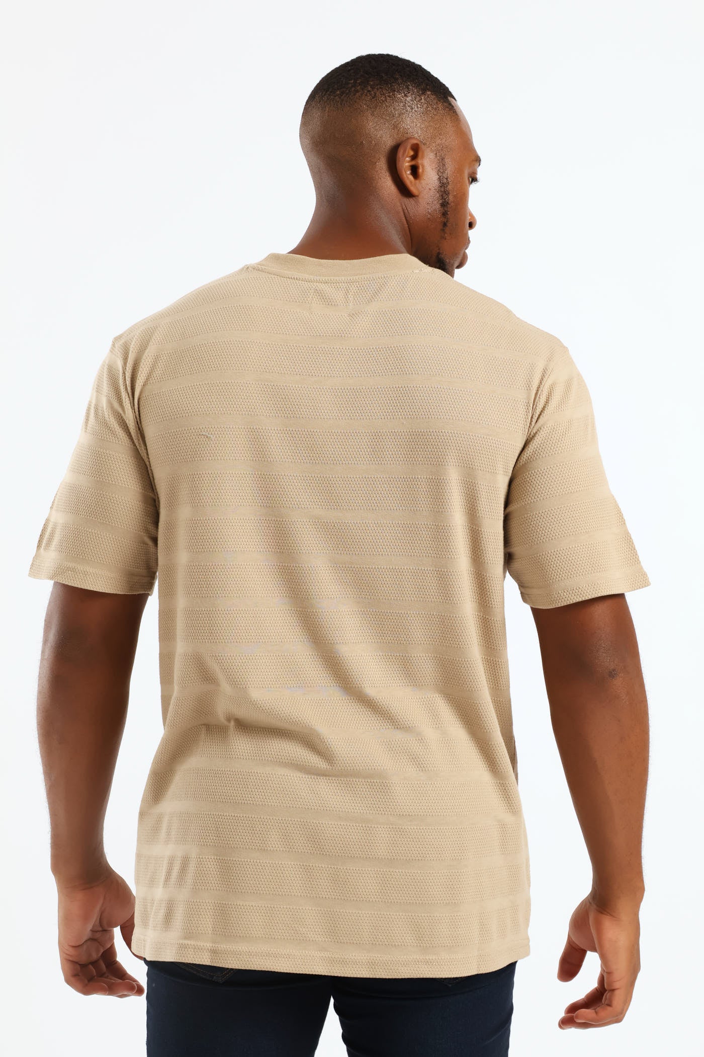 Basic Stripe Waffle Tee - Taupe - Image 2