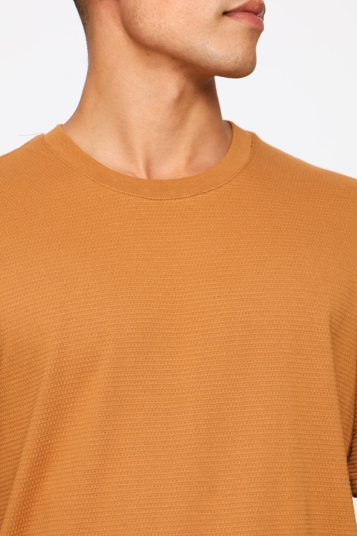 Basic Textured Crew Tee - Burnt Orange - Image 2