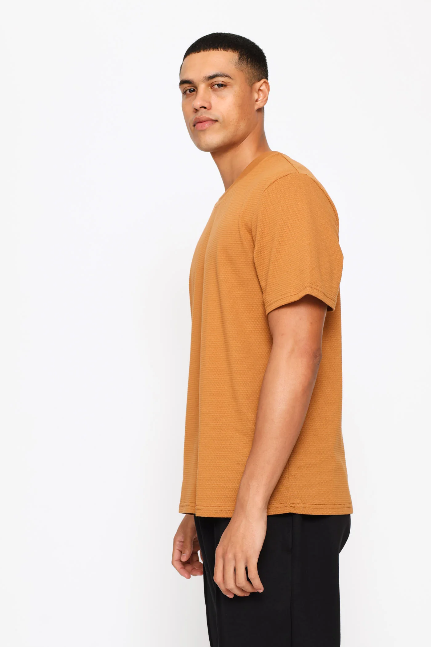 Basic Textured Crew Tee - Burnt Orange - Image 3
