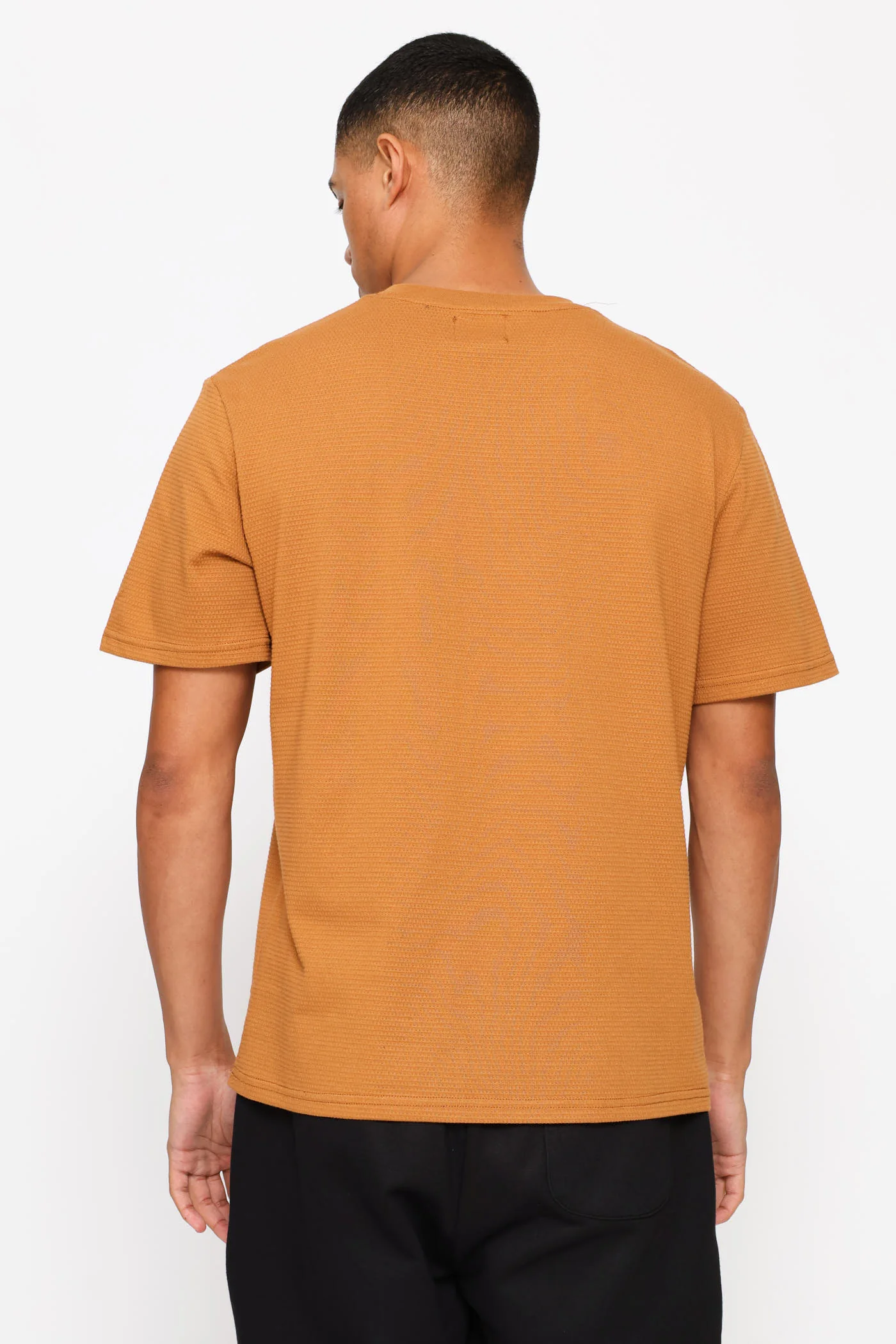 Basic Textured Crew Tee - Burnt Orange - Image 4
