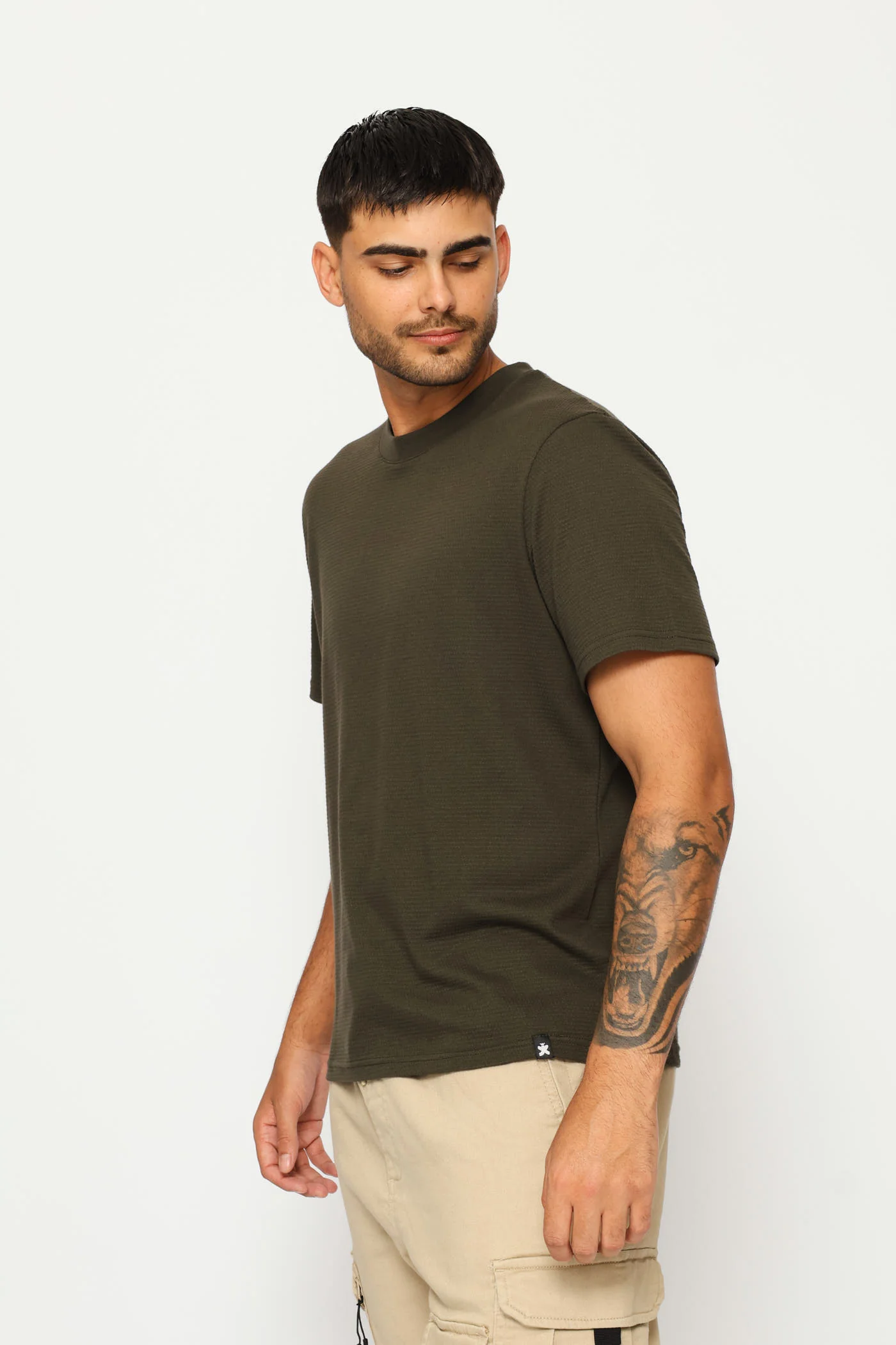 Basic Textured Crew Tee - Fatigue - Image 3