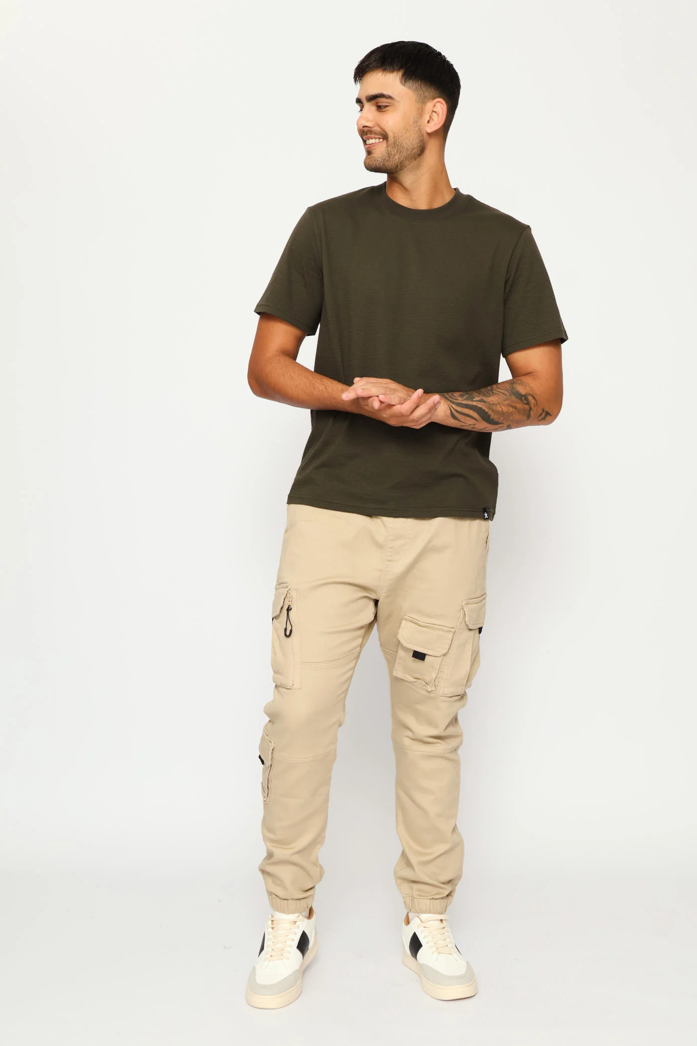 Basic Textured Crew Tee - Fatigue - Image 4
