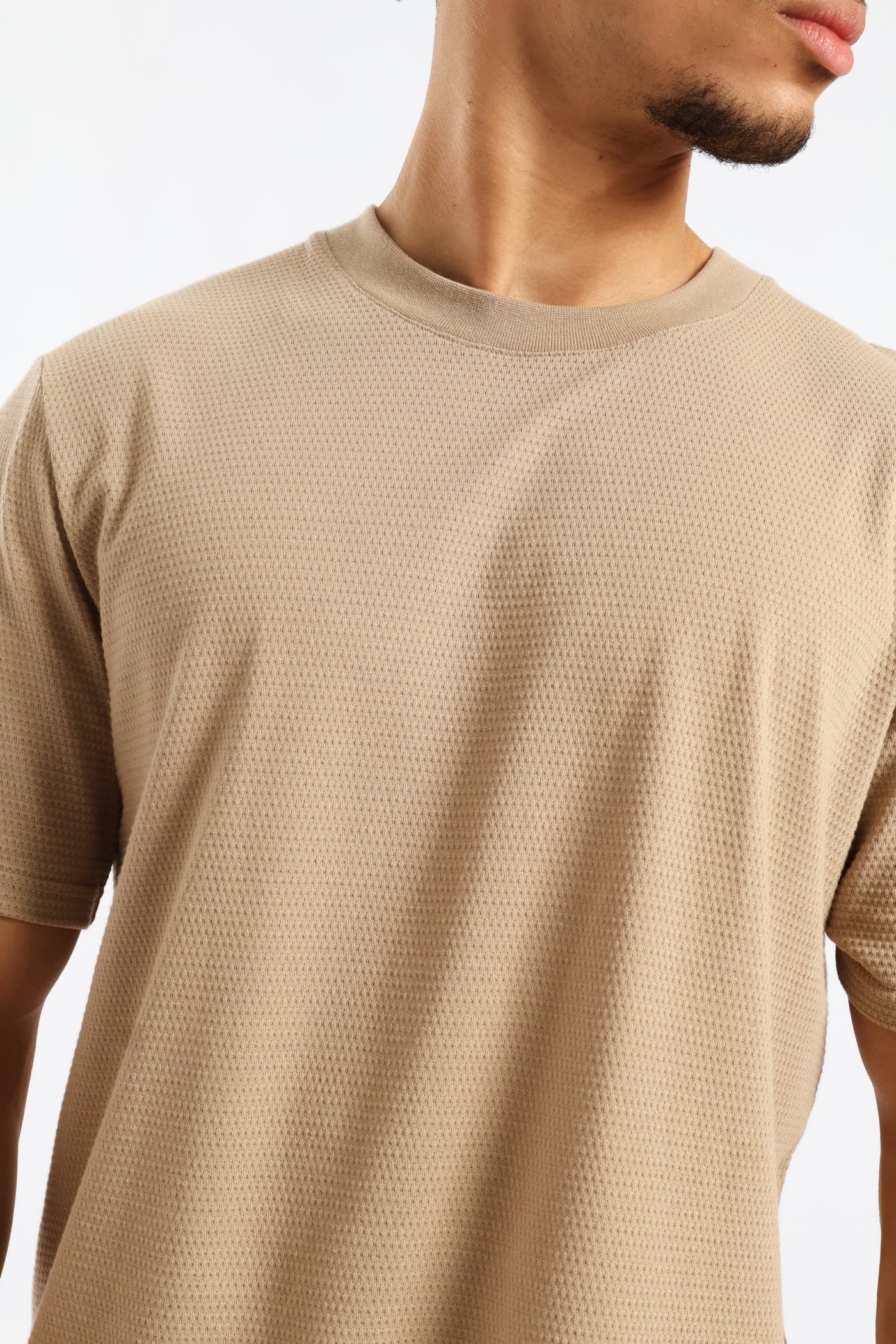Basic Textured Crew Tee - Taupe - Image 2