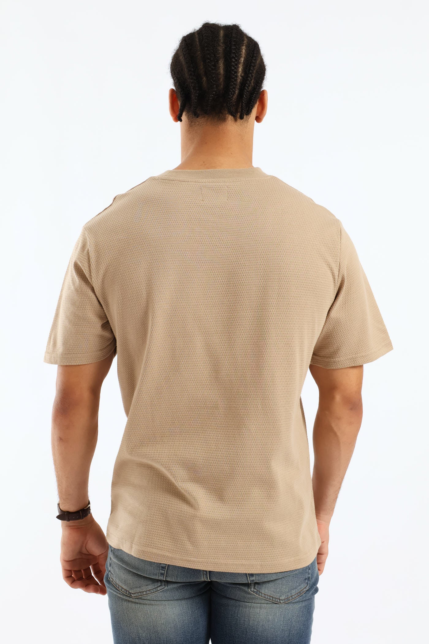 Basic Textured Crew Tee - Taupe - Image 5