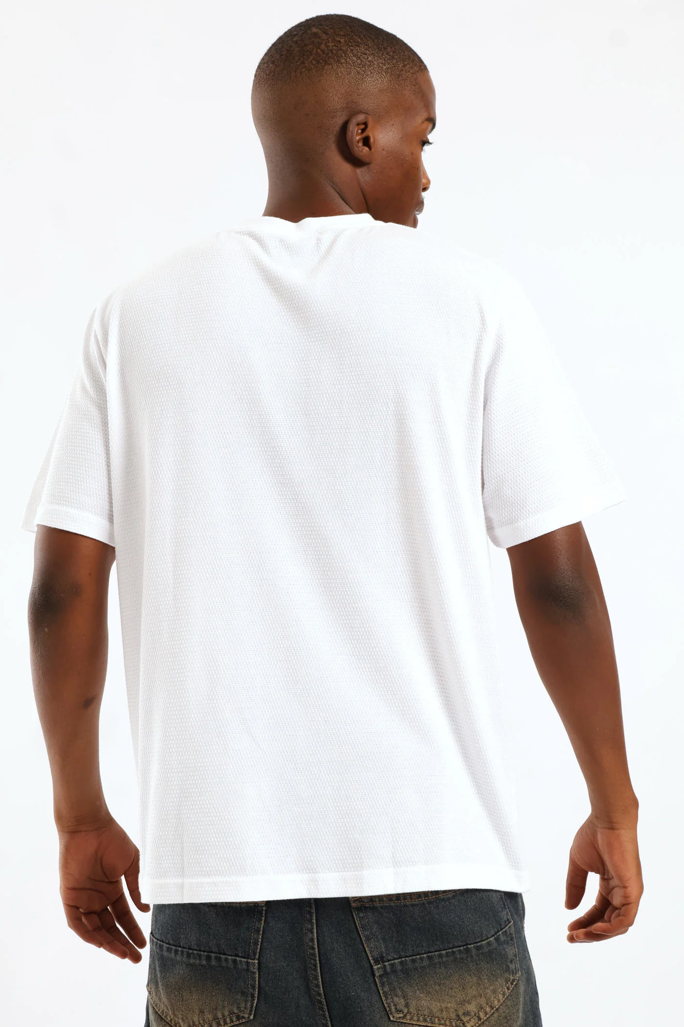 Basic Textured Crew Tee - White - Image 2