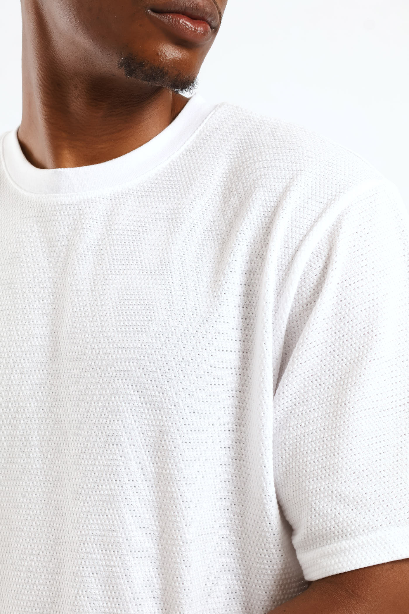 Basic Textured Crew Tee - White - Image 4