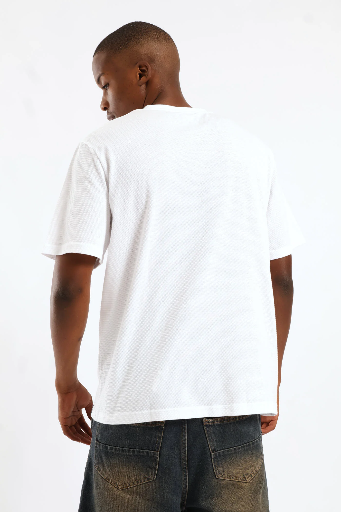Basic Textured Crew Tee - White - Image 5