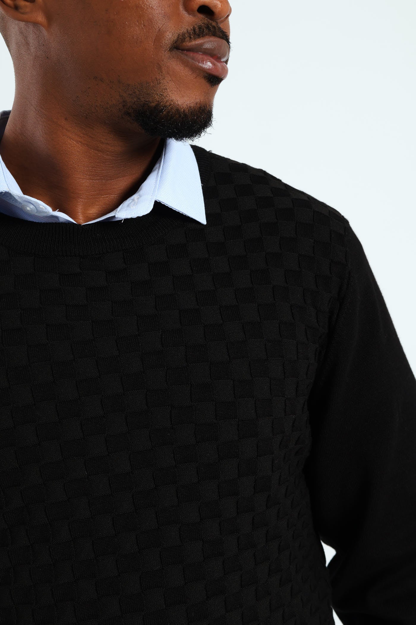 Basket Weave Knit Pullover - Black - Image 2