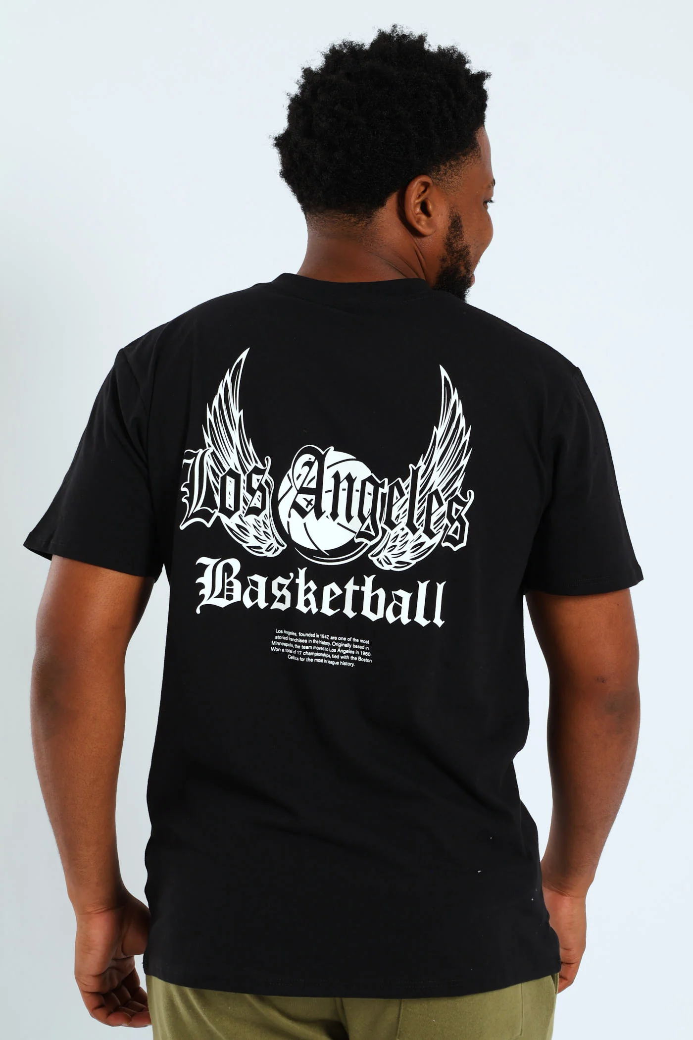 Basketball Front & Back Printed Tee - Black - Image 2