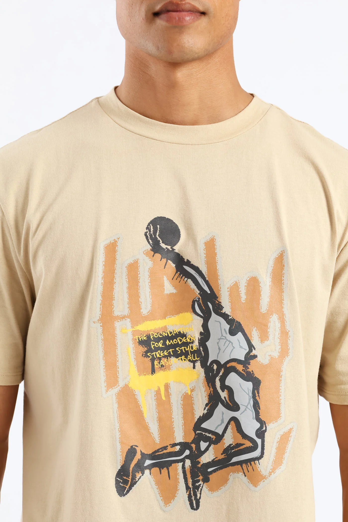 Basketball Print Tee - Stone - Image 2