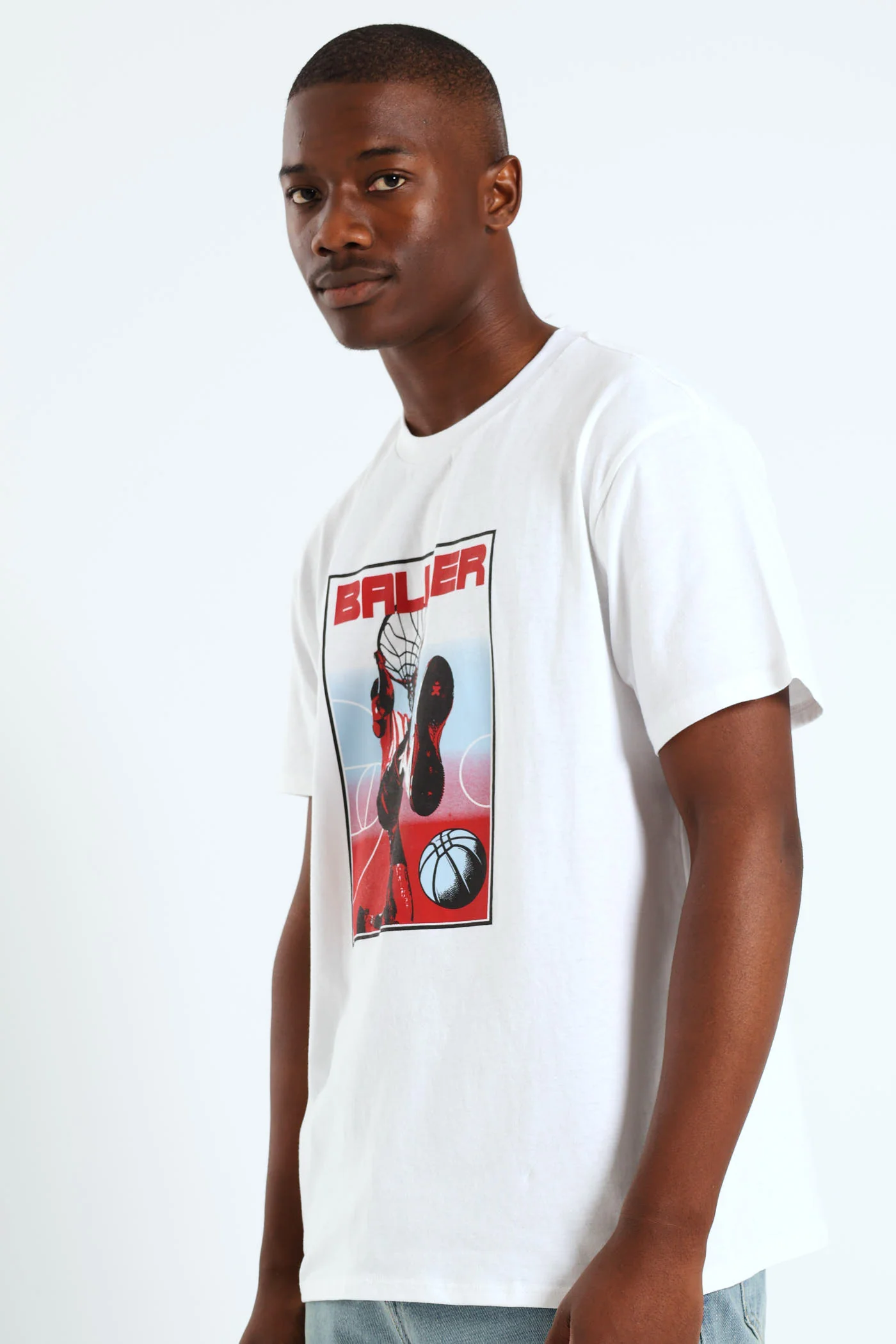 Basketball Print Tee - White - Image 2