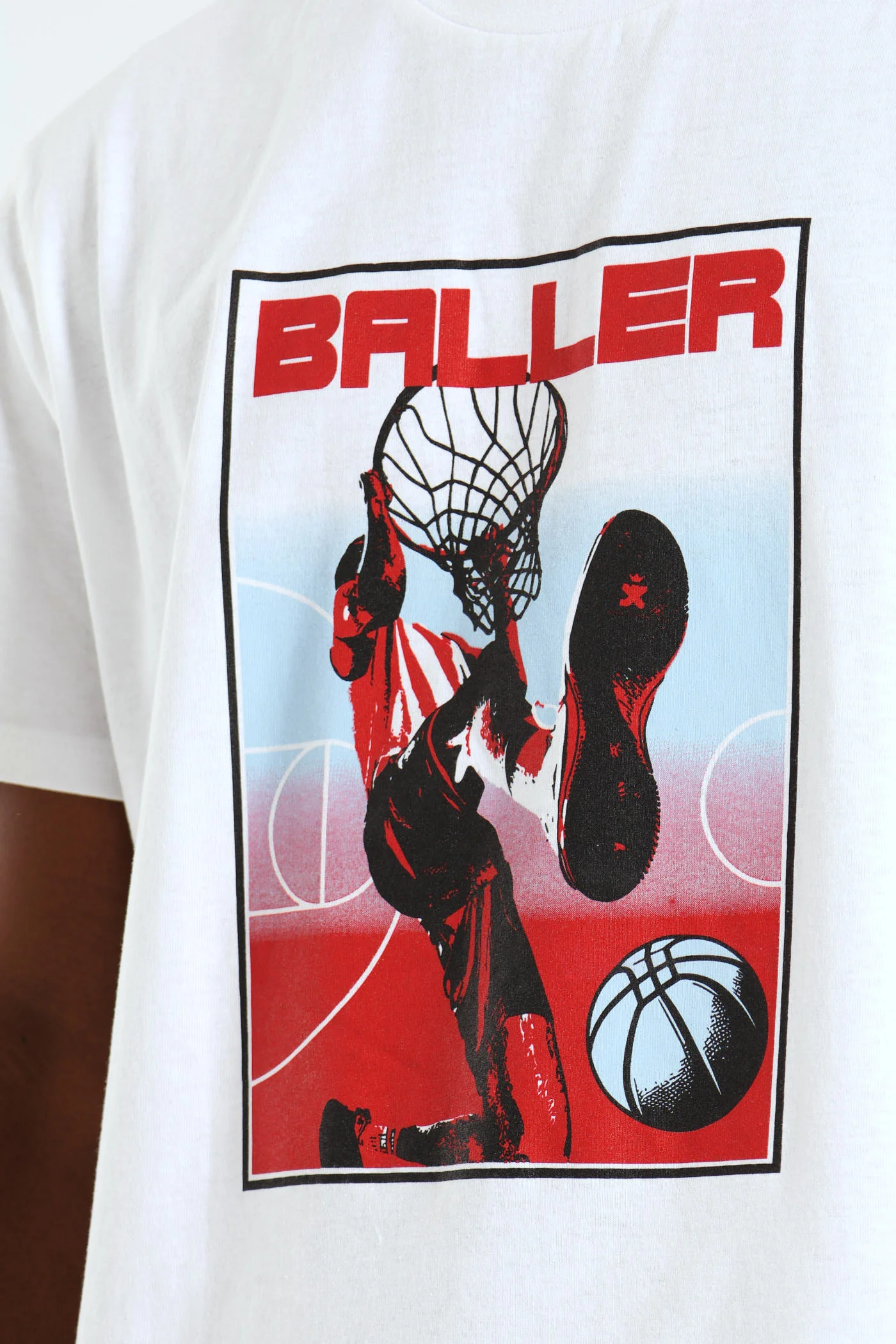 Basketball Print Tee - White - Image 4